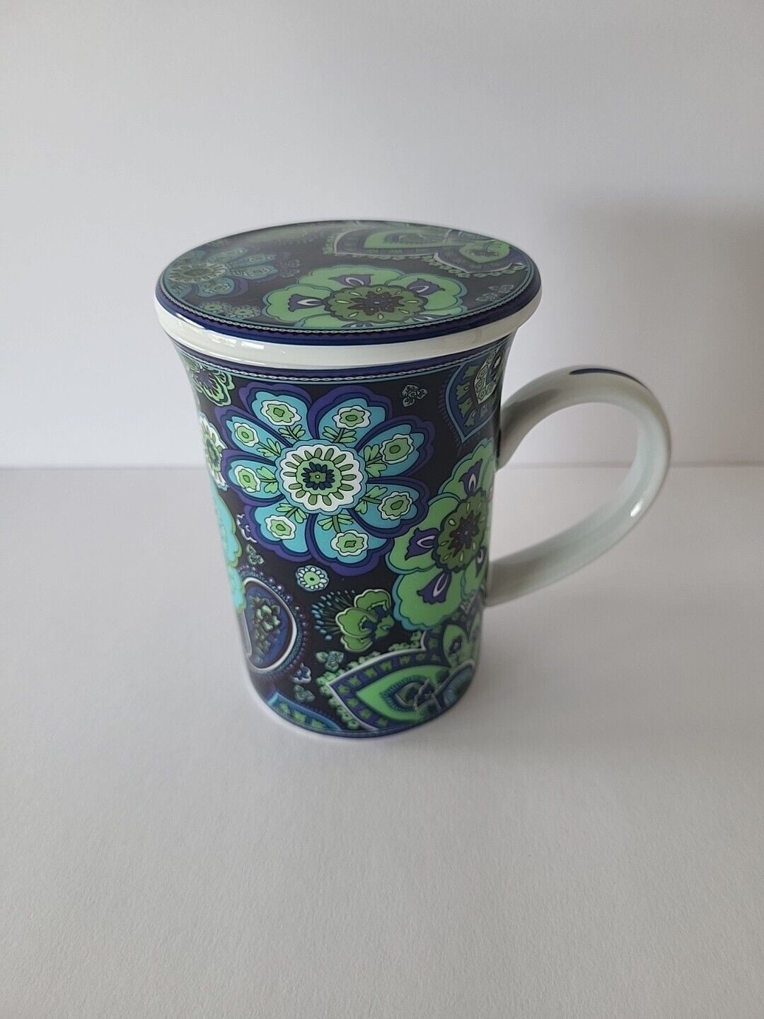 Vera Bradley Porcelain Coffee Tea Mug Cover Lid Blue Rhapsody Barnes & Noble