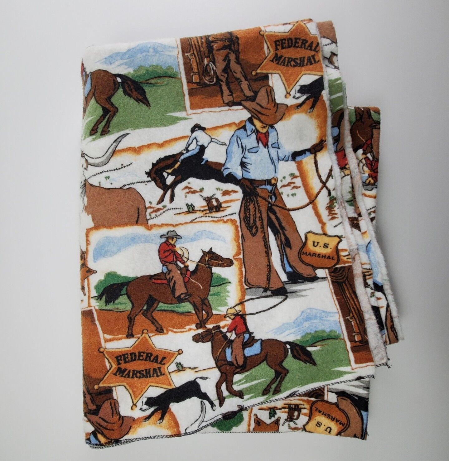 Western Cowboy Blanket Sheriff Marshall Country Vintage Twin 70\