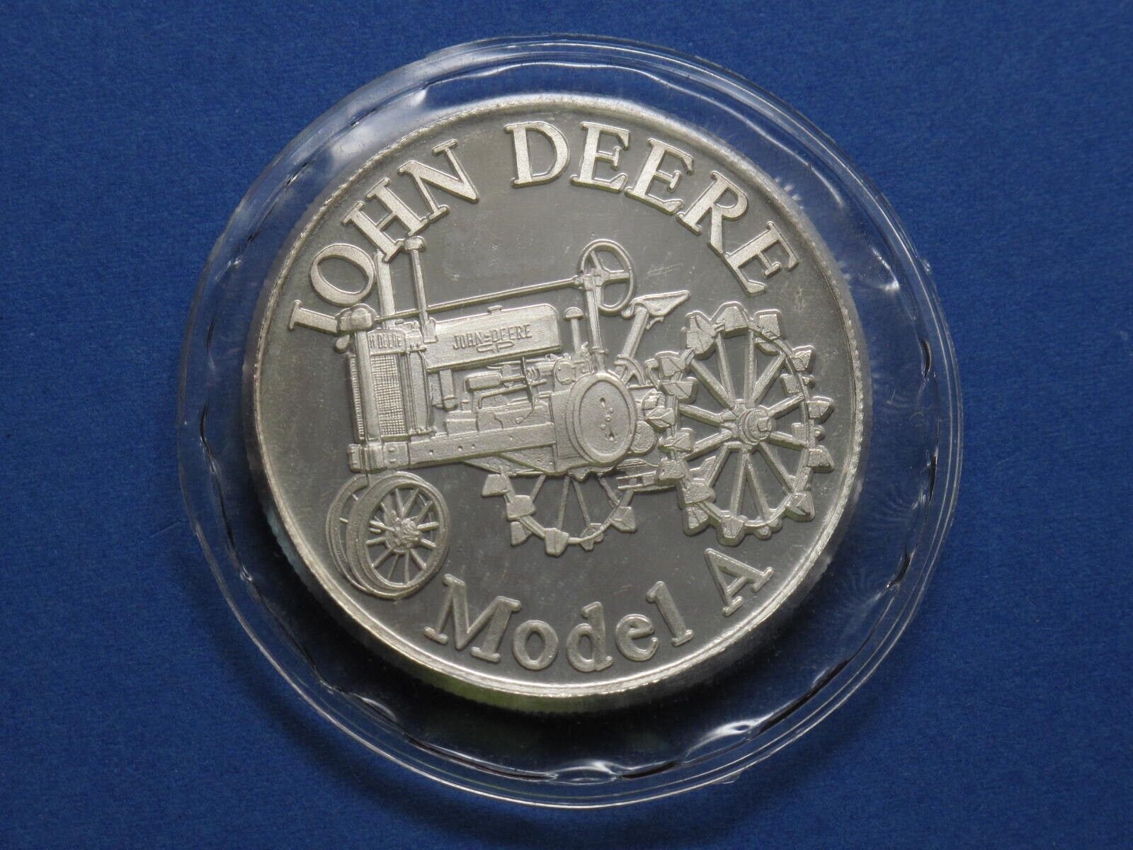 John Deere Model A Tractor Silver Round in original plastic 1 oz 999 Fine
