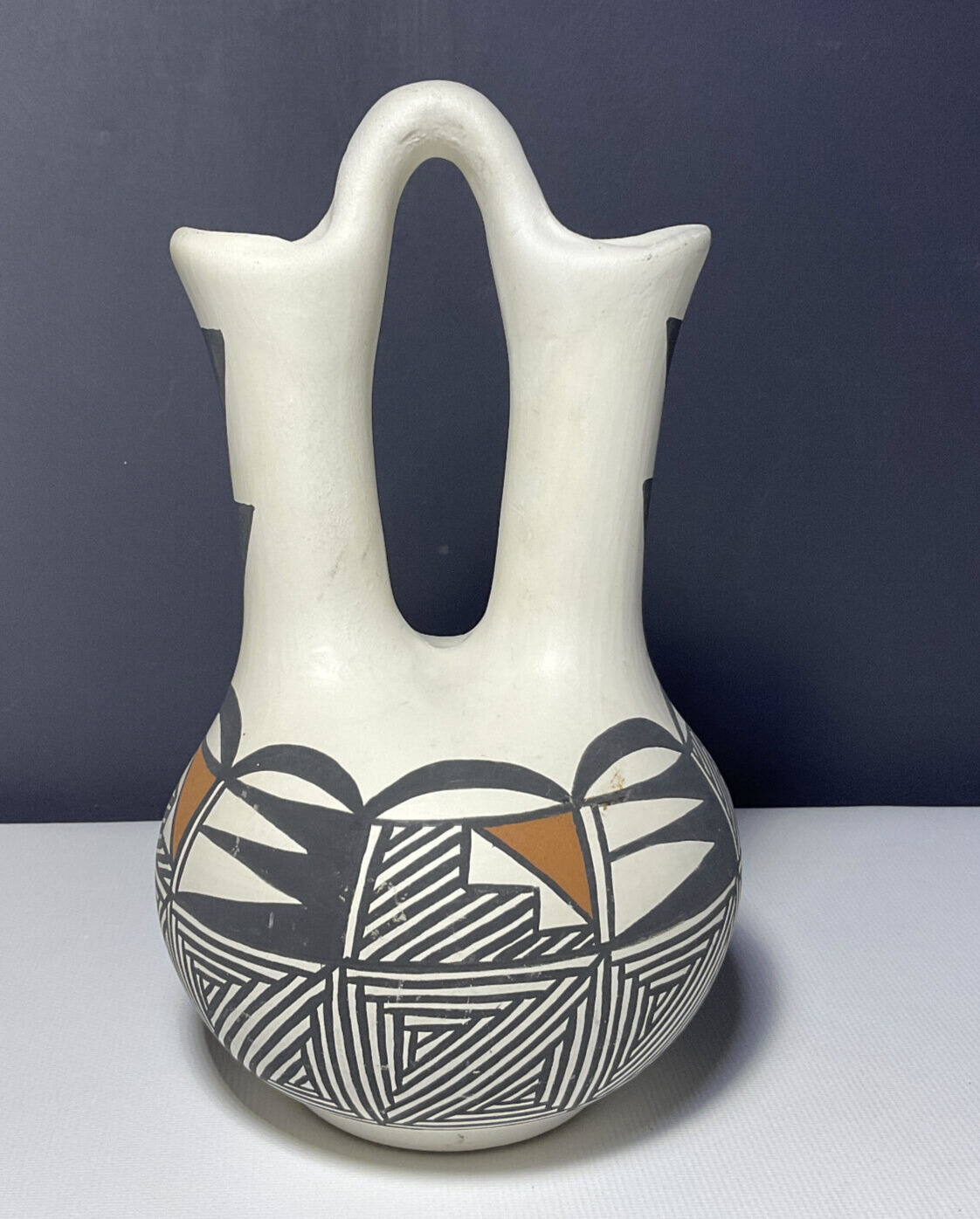 Acoma Pueblo Hand Painted Wedding Vase Signed Vintage