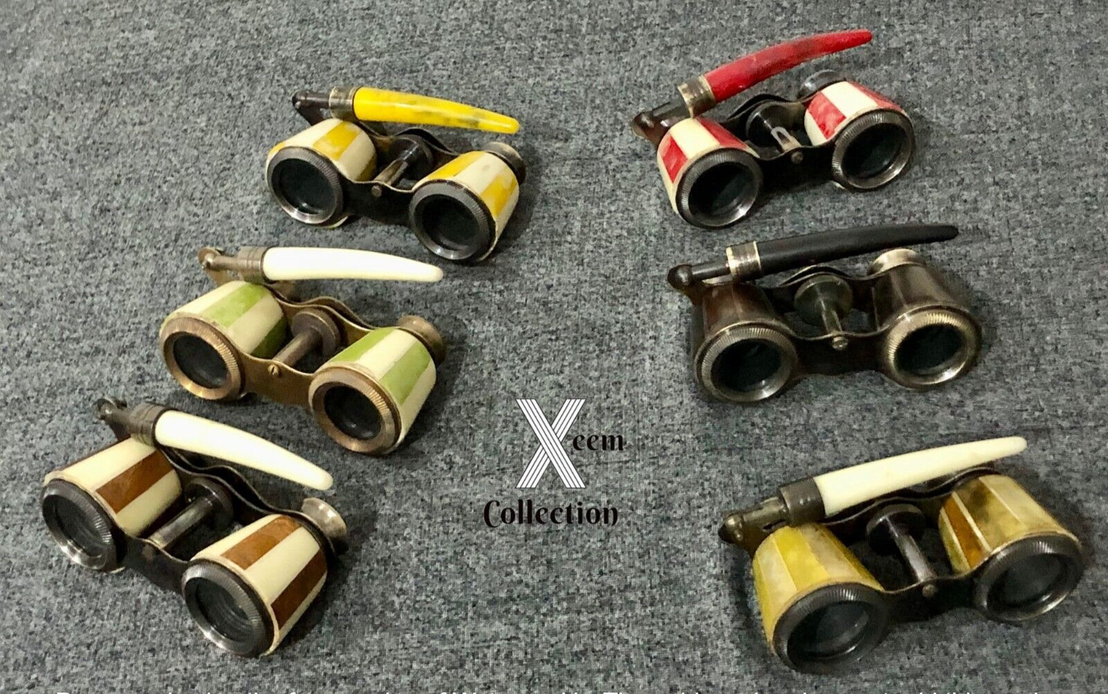 Lot of 6 Antique Brass Opera Glasses, Beautiful Colors, Latest Design Binoculars