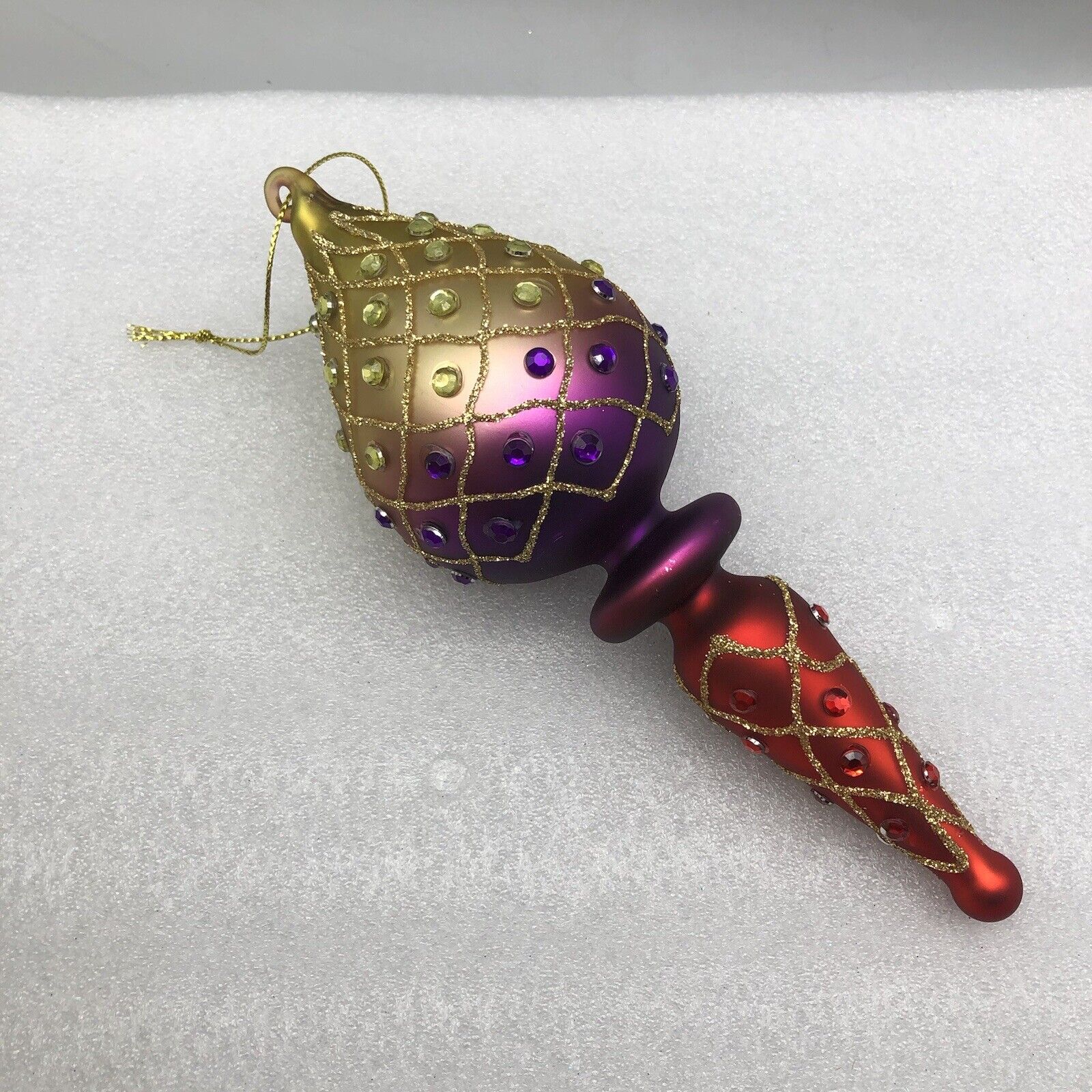 Thomas Pacconi Beautiful Colorful Teardrop Glass Christmas Ornament 7.5\