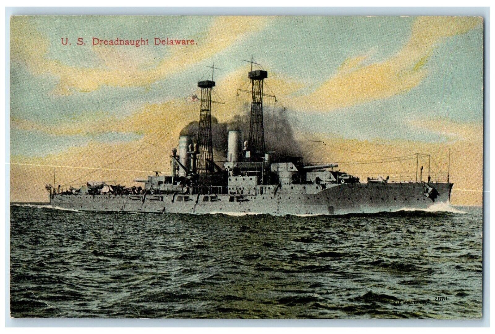 c1910's US Steamer Ship Dreadnaught Delaware Unposted Antique Postcard