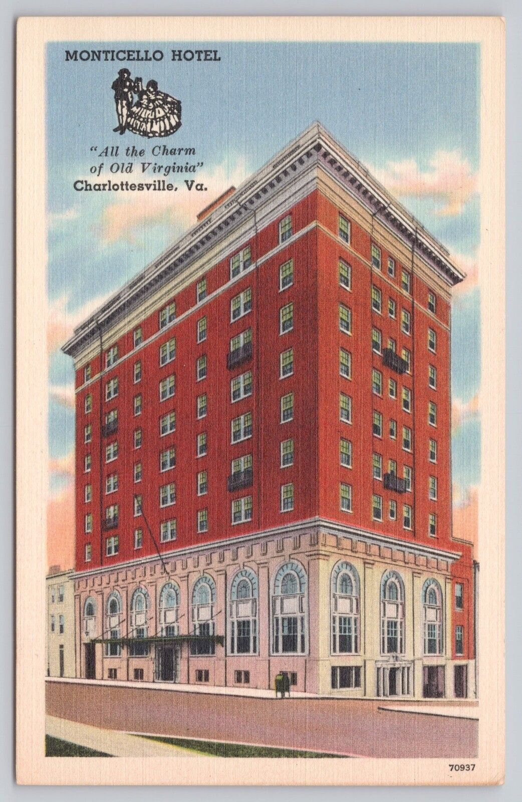Charlottesville Virginia, Monticello Hotel, Vintage Postcard