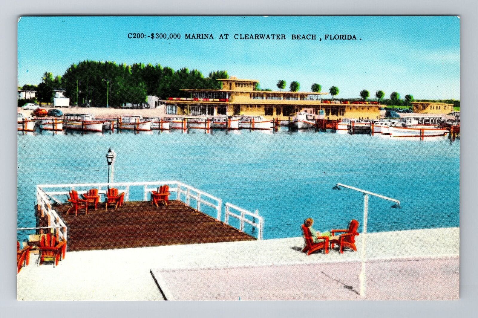 Clearwater FL-Florida, Marina At Beach, Antique, Vintage Souvenir Postcard