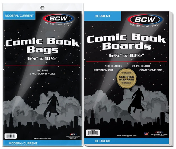 (50 pack) BCW Comic Book Bags (Modern/Current) and Boards Acid Free - Archival