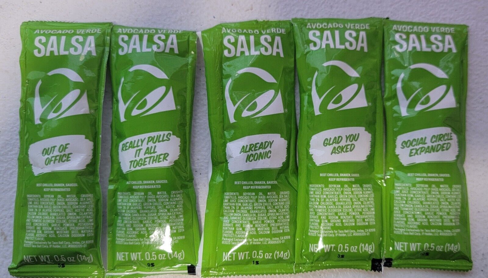 Taco Bell Avocado Verde Salsa 5 Packets - NEW LIMITED TIME ONLY -  