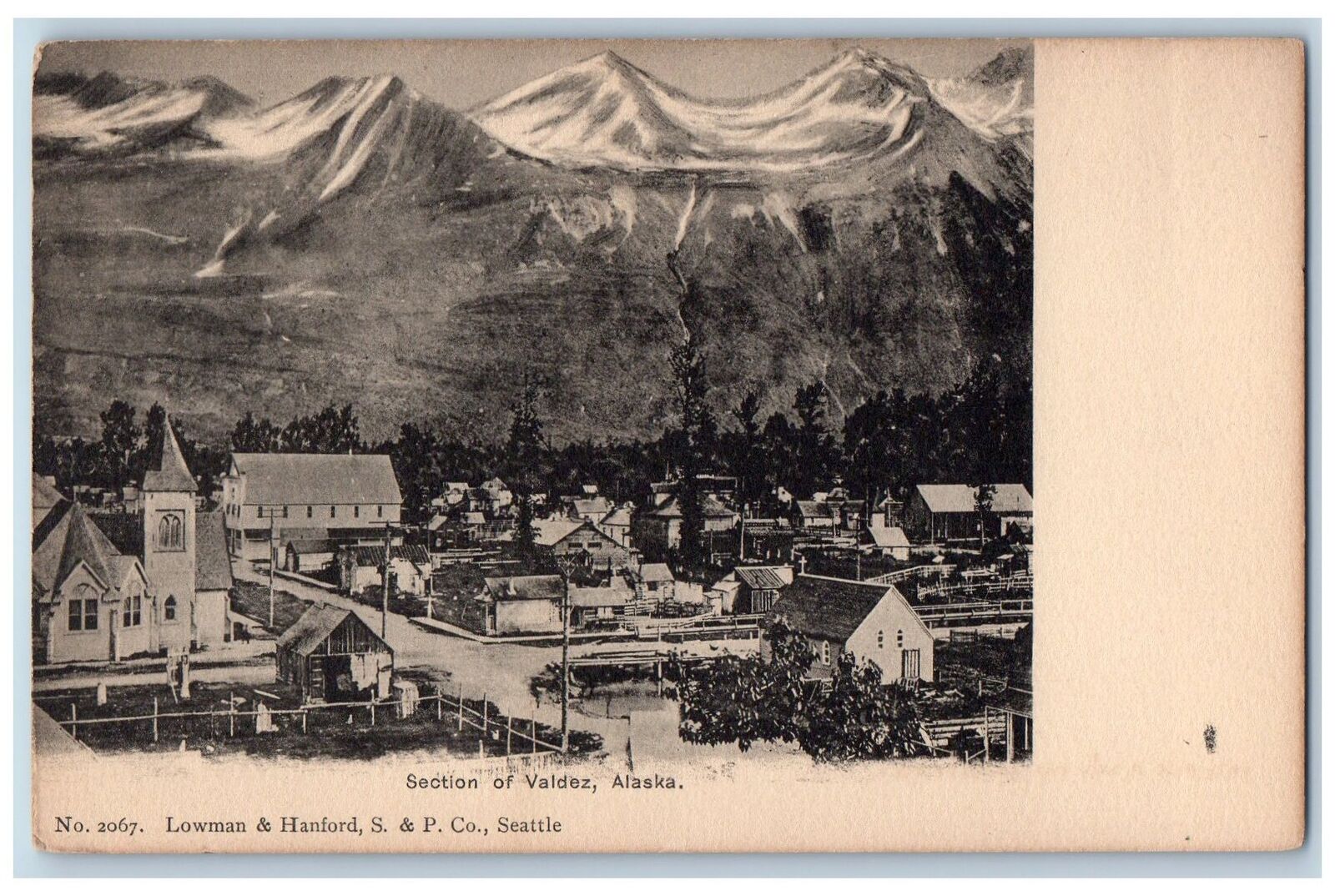 Valdez Alaska AK Postcard Bird\'s Eye View Of Residence Section c1905\'s Antique