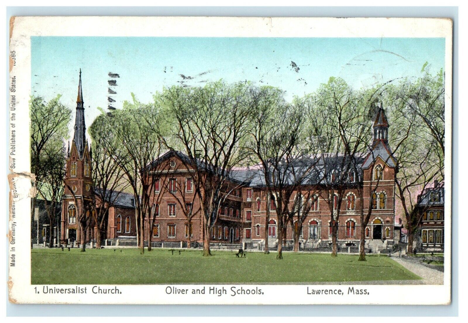 c1905 Copper Window Universalist Church, Lawrence Massachusetts MA Postcard