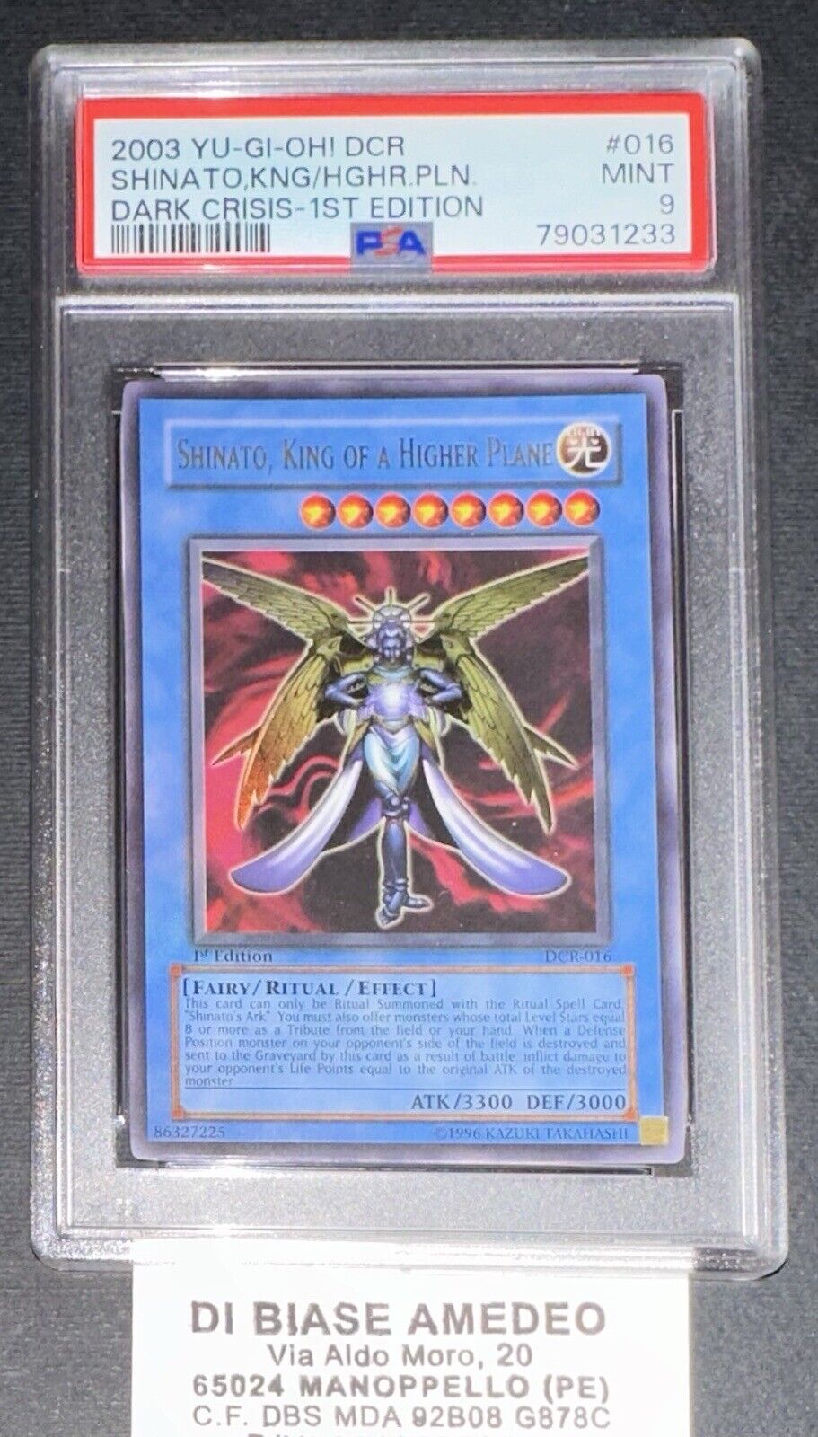 PSA 9 SHINATO,KING OF A HIGHER PLANE DCR-016 1st FIRST EDITION DARK CRISIS ENGL
