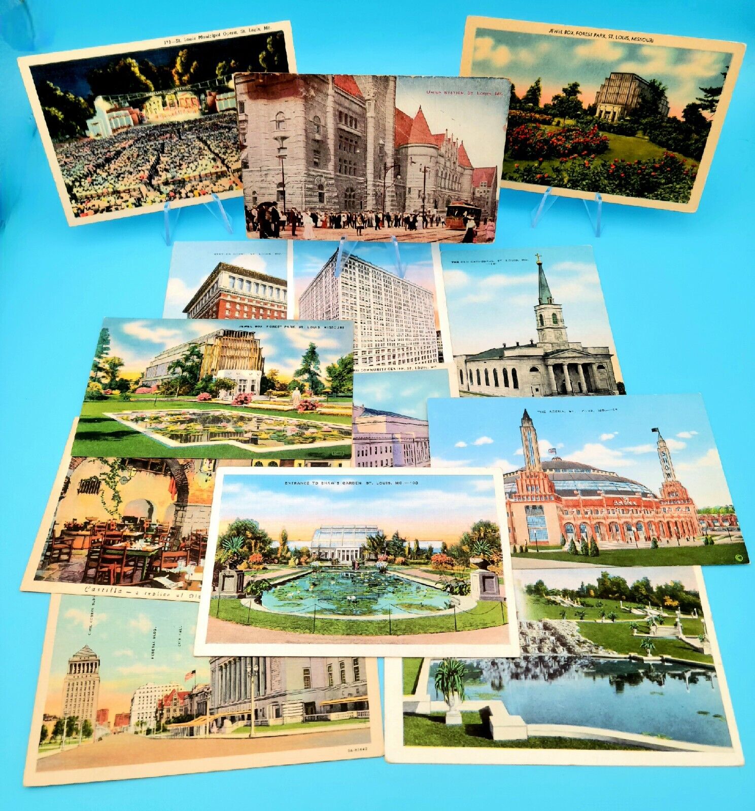 Vintage Postcards of St. Louis, Missouri,  MO. Mixed Lot (13)  ca. 1900s-1950s 