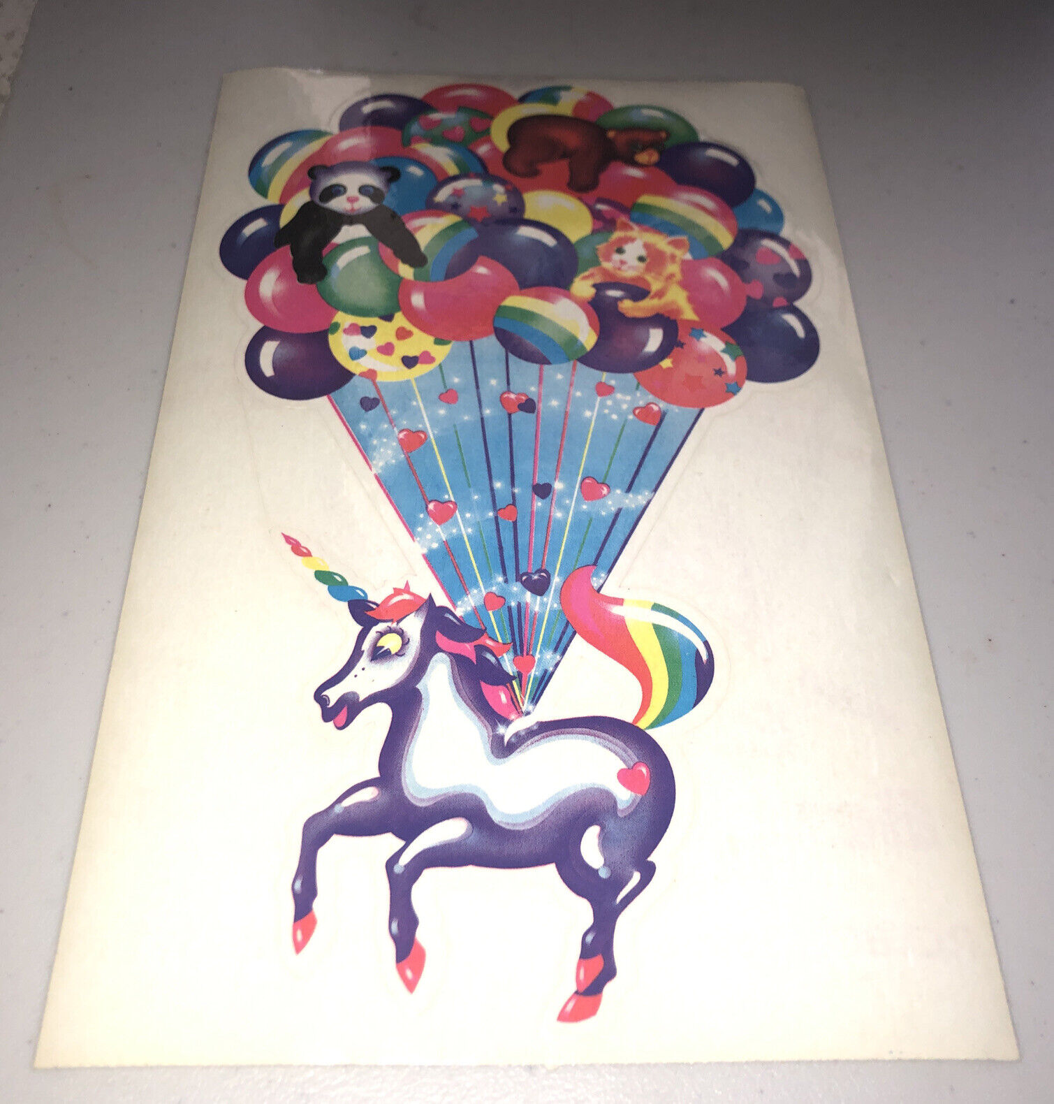 Vintage 80’s LISA FRANK Jumbo Sticker - Unicorn & Balloons - Rare & HTF