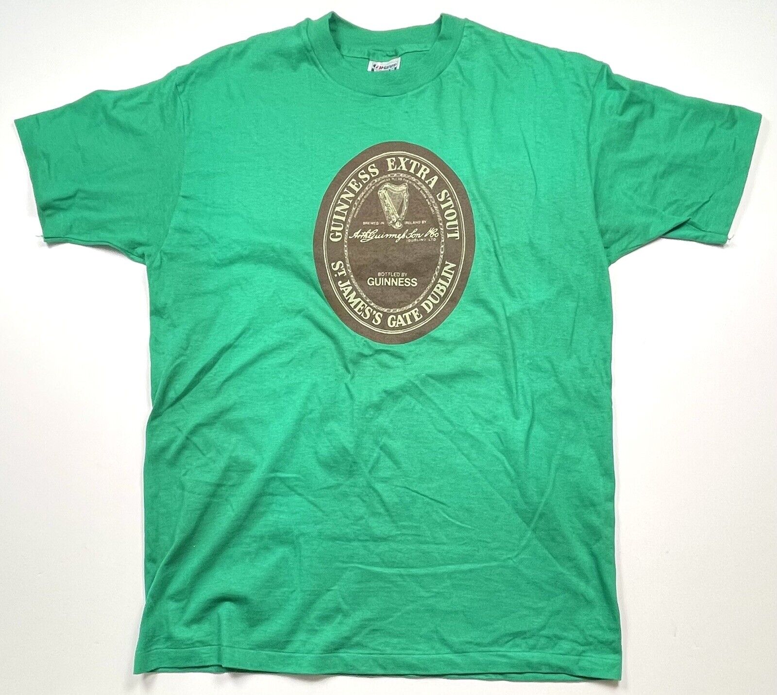 VTG 90s Adult XL (46-48) Green 100% Cotton Guinness Extra Stout T-SHIRT NWOT NEW