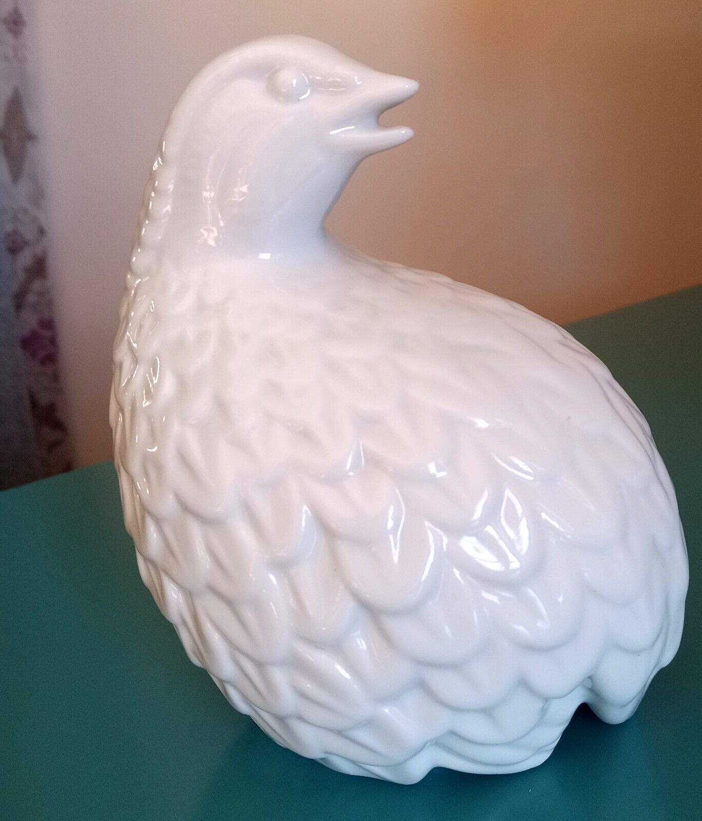 Vtg MCM Mid Century Homco White Porcelain Quail Large Mamma Bird Figurine Decor