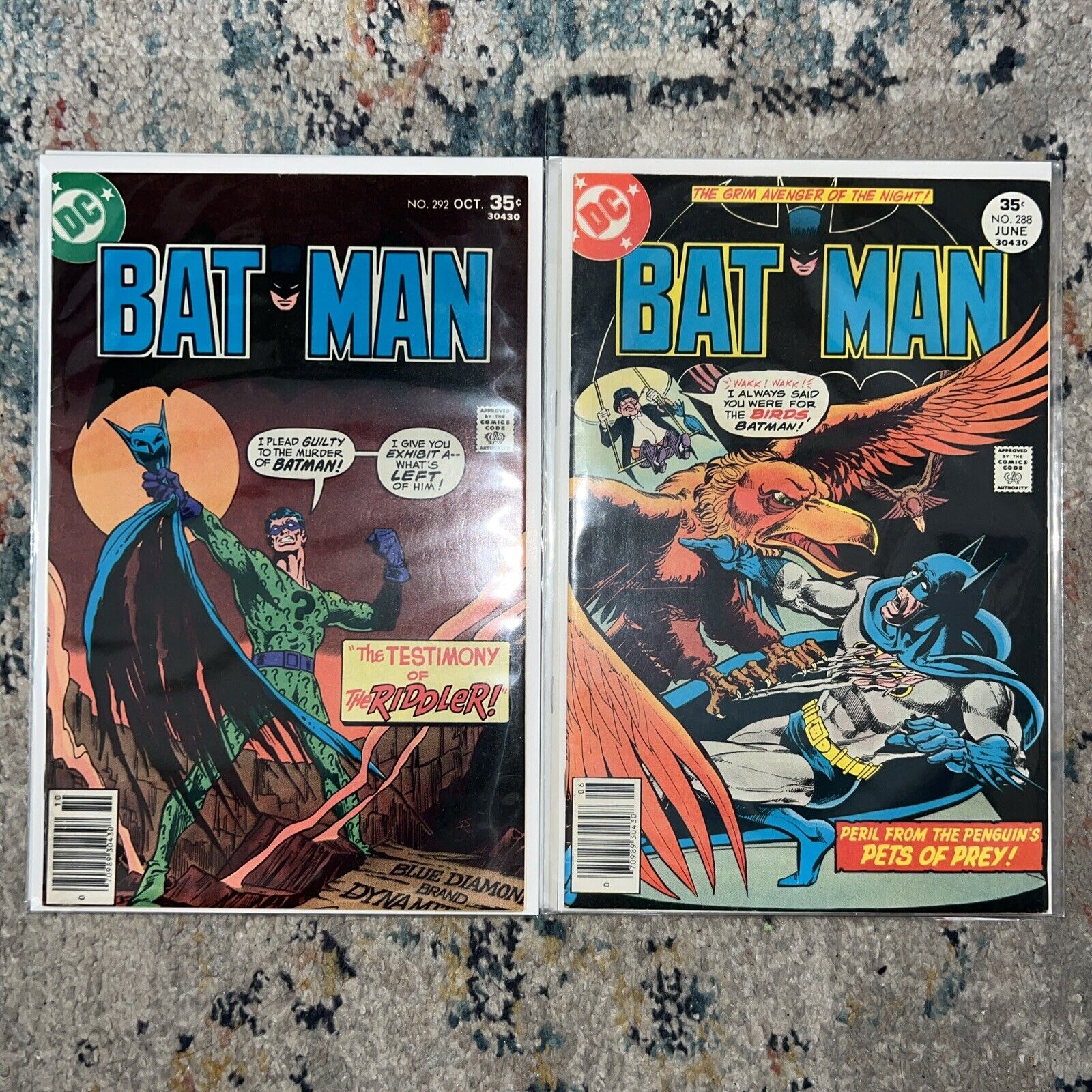Batman Vintage DC Comic Books - Lot of 2 - No. 292 and 288