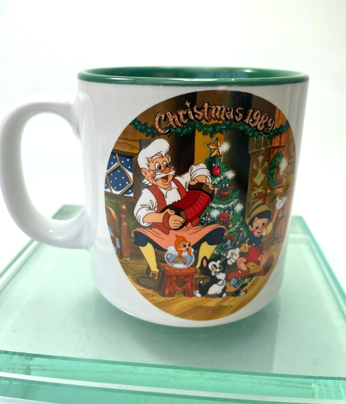 Vintage Disney  Christmas Pinocchio & Geppetto Holiday Japan 1989 11 oz Rare B52