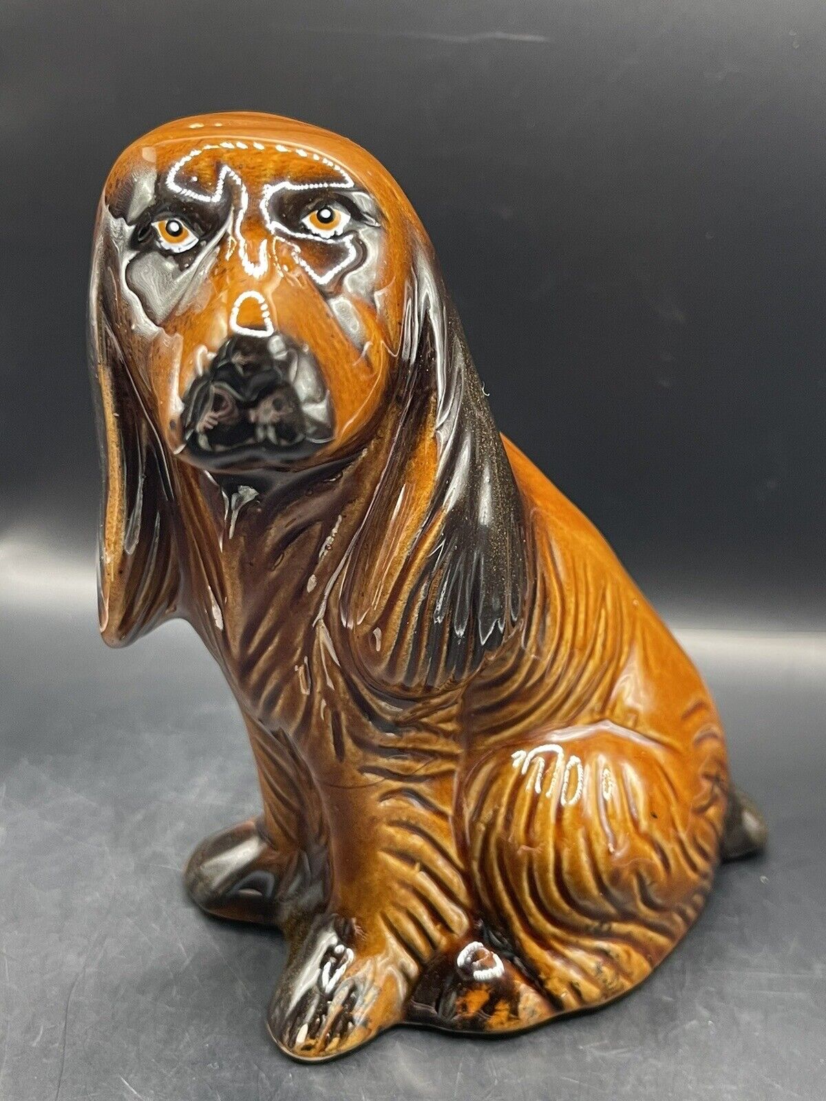 Ceramic Dog Spaniel Made in Brazil Hand Painted Eyes
