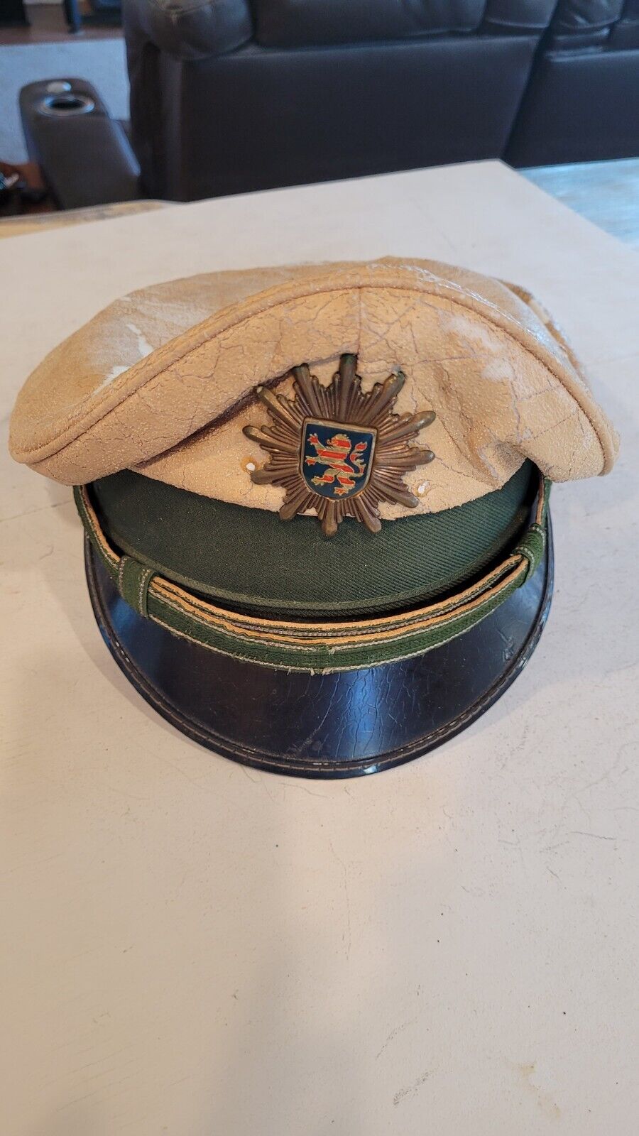 Vintage German Army Hat with Badge