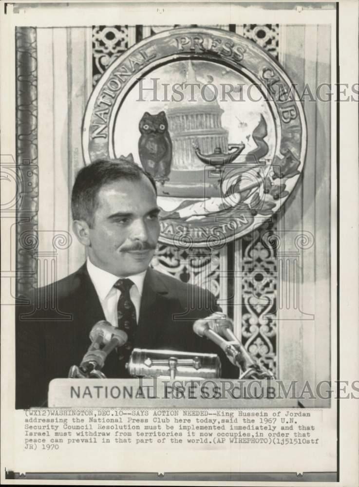 1970 Press Photo King Hussein of Jordan at National Press Club in Washington