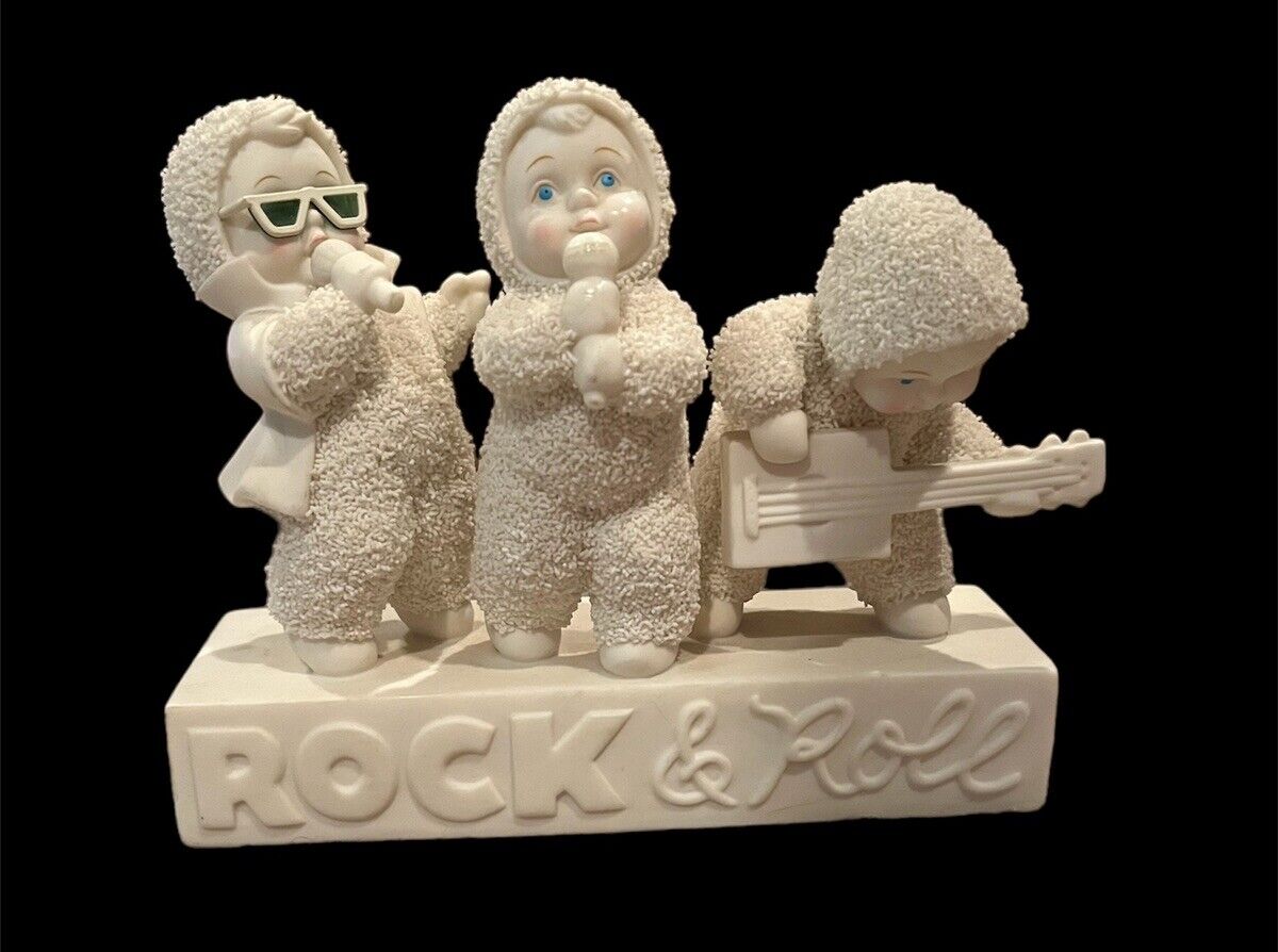 RARE VTG 2003 Department 56 Snowbabies “I Love Rock & Roll” Large Figurine