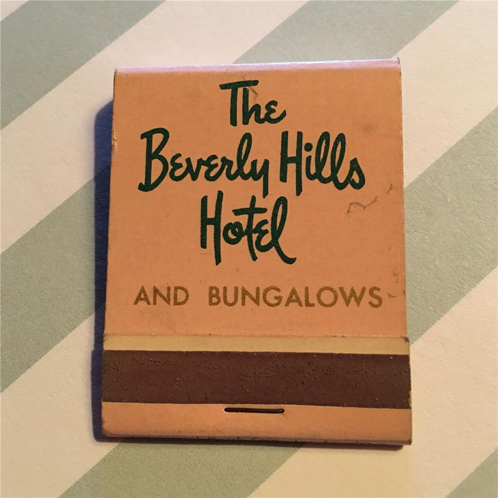 Vtg Beverly Hills Hotel MATCHBOOK Full Rare Older Mid Century Sunset Pink Green