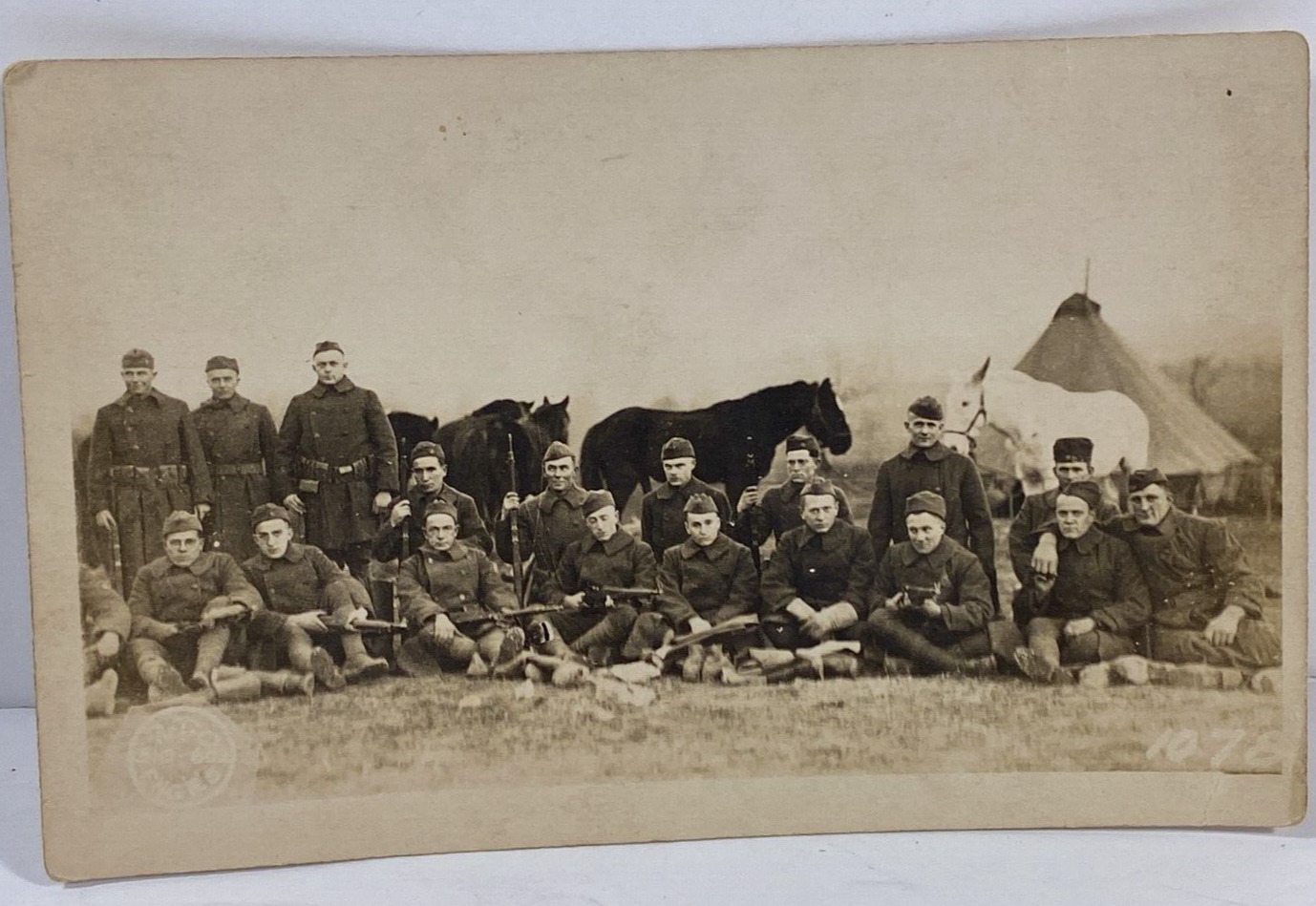 RPPC Postcard WW1 US Army Military C1919 With 18 Identified Names On Backside