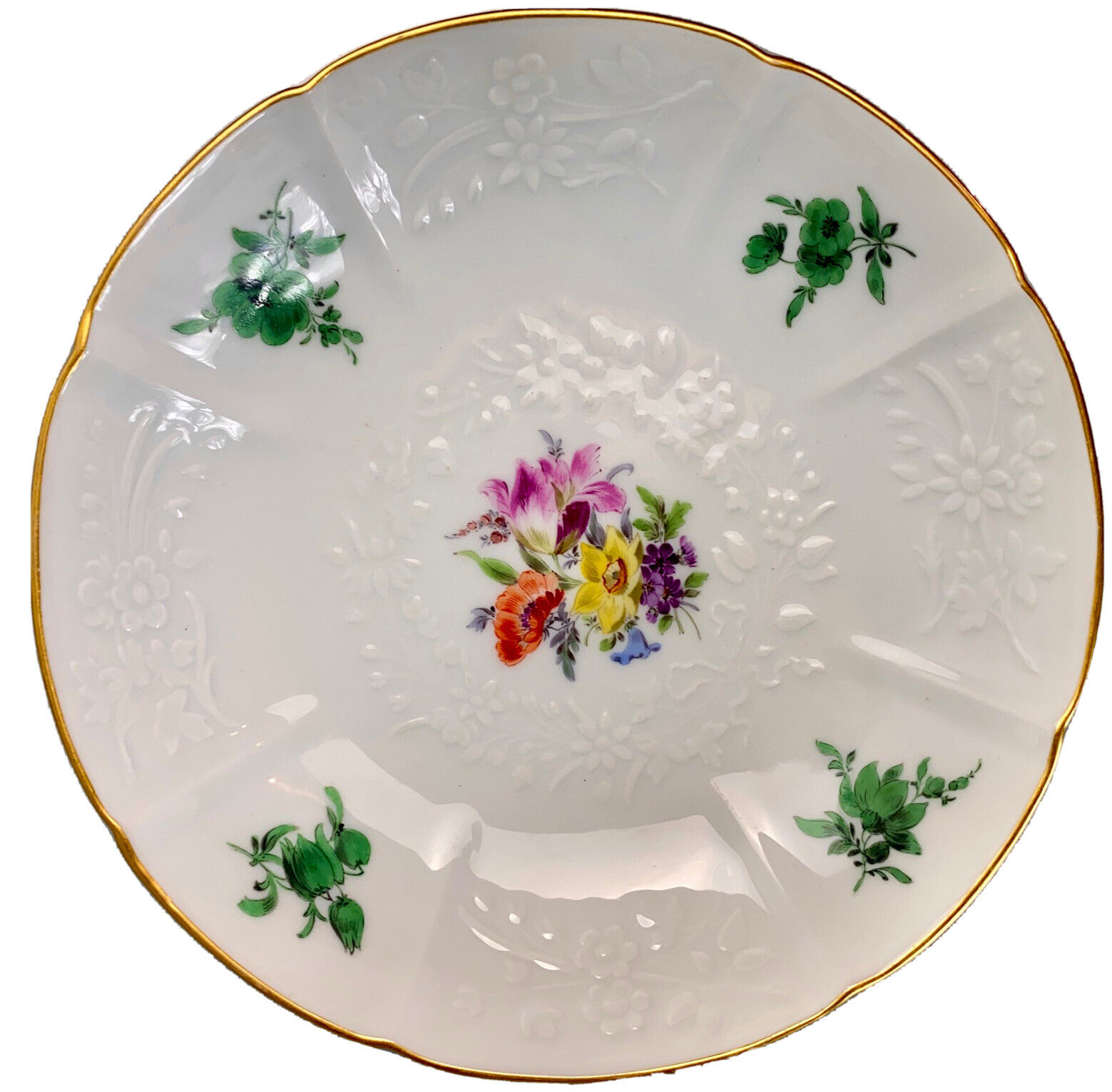 Meissen Plate, Dish/Small Plate - Handpainted, Floral - First Quality 6.5”