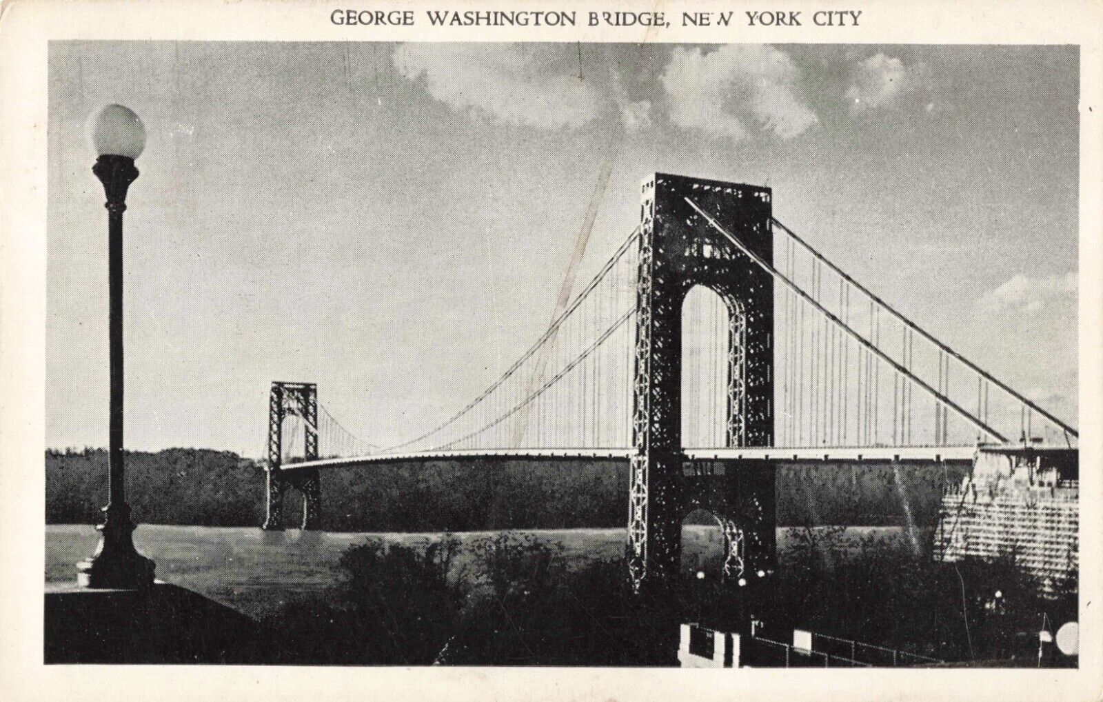 New York City NY, George Washington Bridge, Vintage Postcard