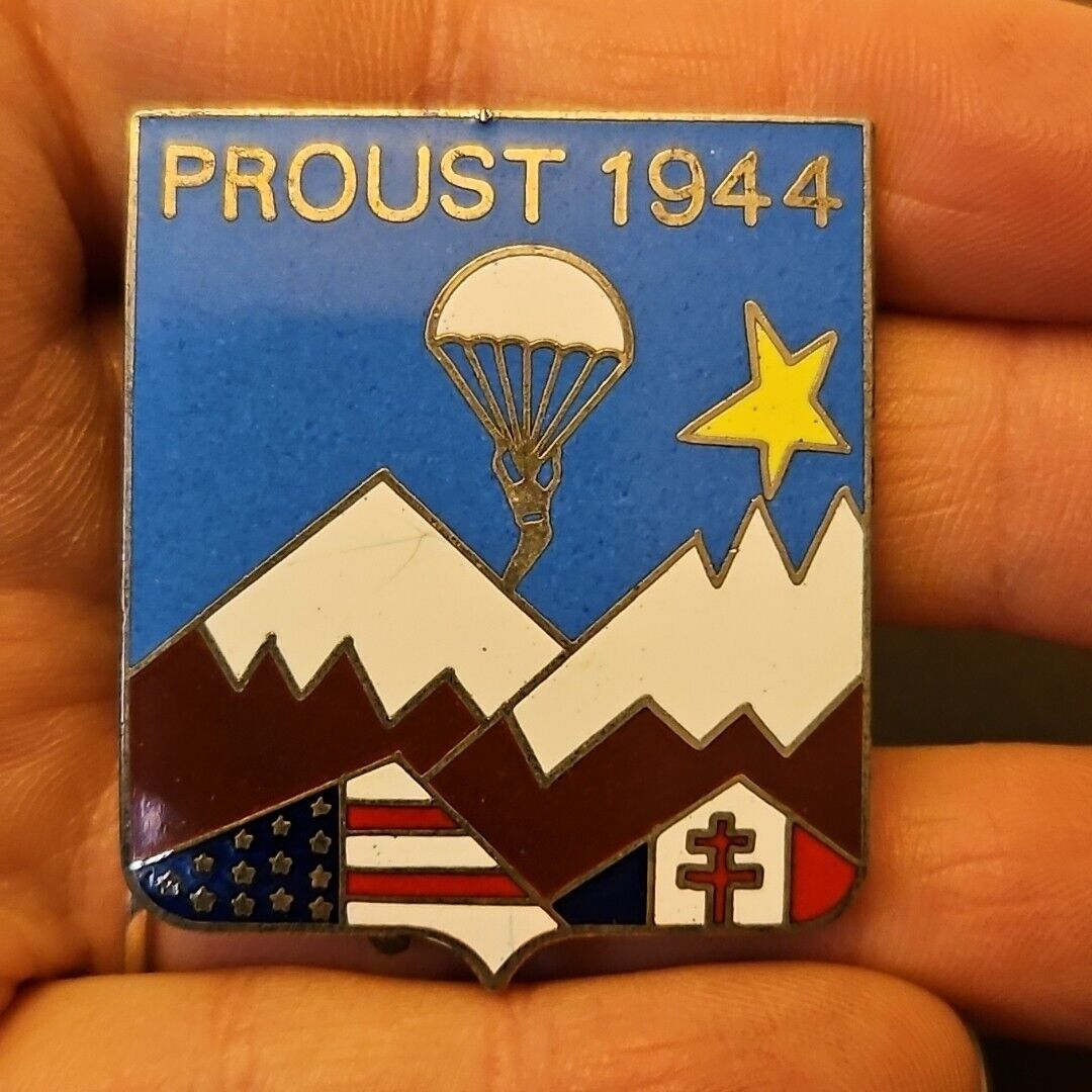 WW2 French Army Metal Enamel Unit Badge Commandos de France Proust 1944 Resistan