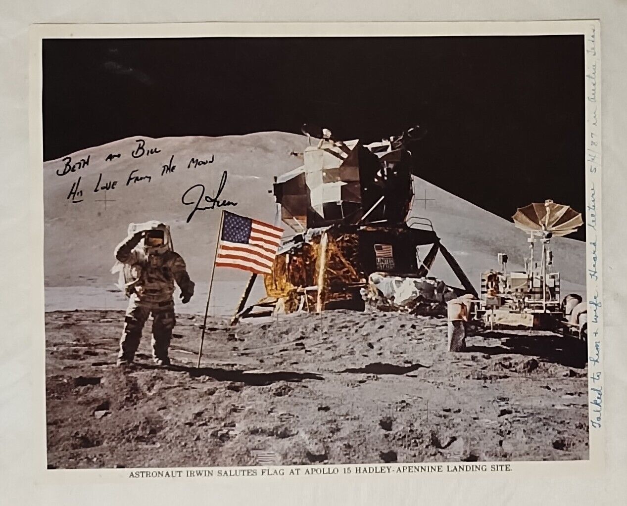 James Irwin Hand Signed 8x10 Autograph Picture Apollo 15 Nasa Space Astronaut