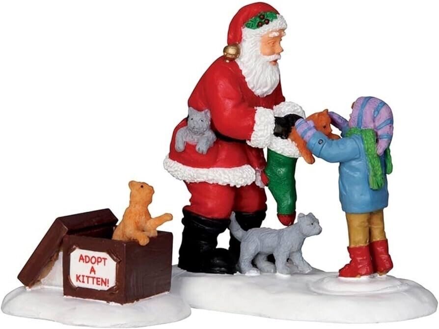 Lemax Figurines Santa and Kittens Set of Two 2023 Christmas New In Sealed Pack