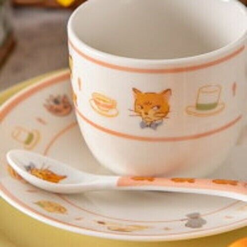 The Cat Returns Spoon & Plate Cat Office Tea Time Japan F/S Studio Ghibli