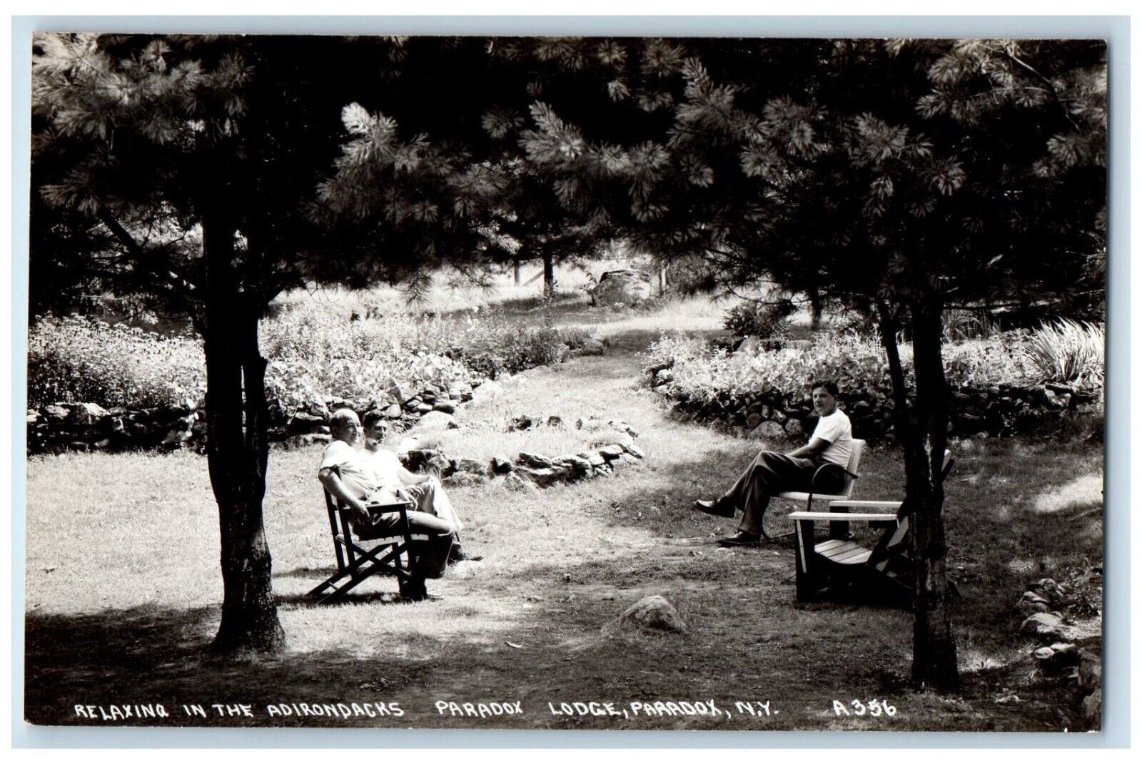 c1940's Adirondacks Paradox Lodge Garden Nature New York NY RPPC Photo Postcard