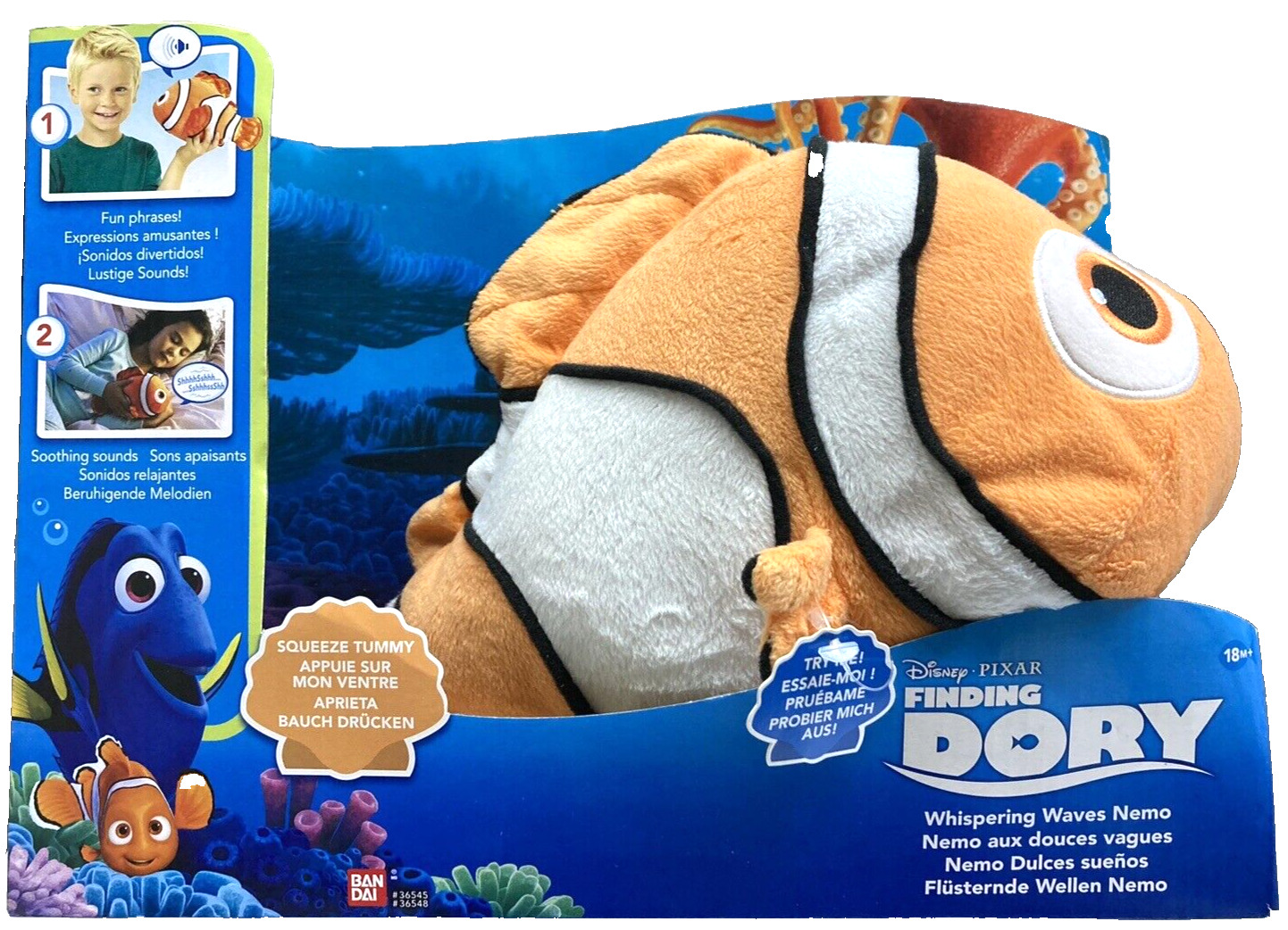 DISNEY PIXAR FINDING DORY WHISPERING WAVES NEMO W/FUN PHRASES & SOOTHING SOUNDS