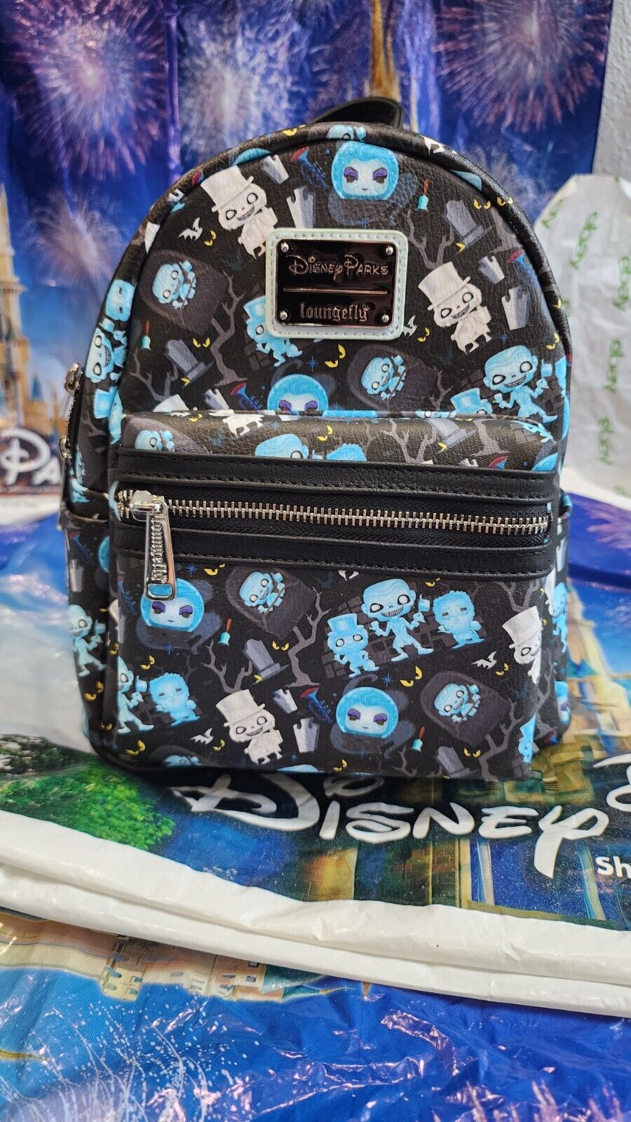 2021 Disney Parks Loungefly Mickey Mouse Haunted Mansion AOP Mini Backpack NWT