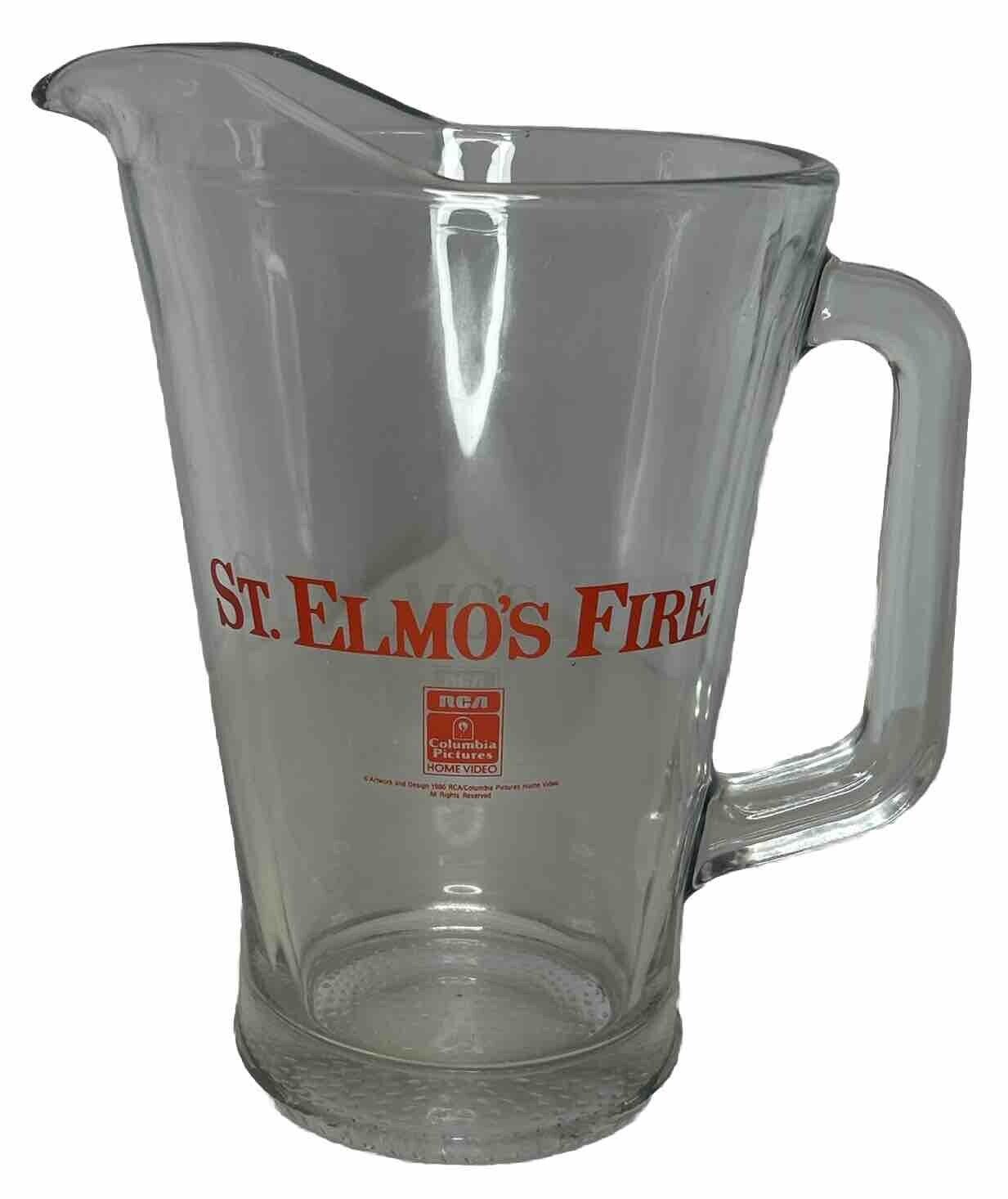 RCA/Columbia St Elmo's Fire Promo Glass Pitcher Rare Vintage 1986 9 In' Tall