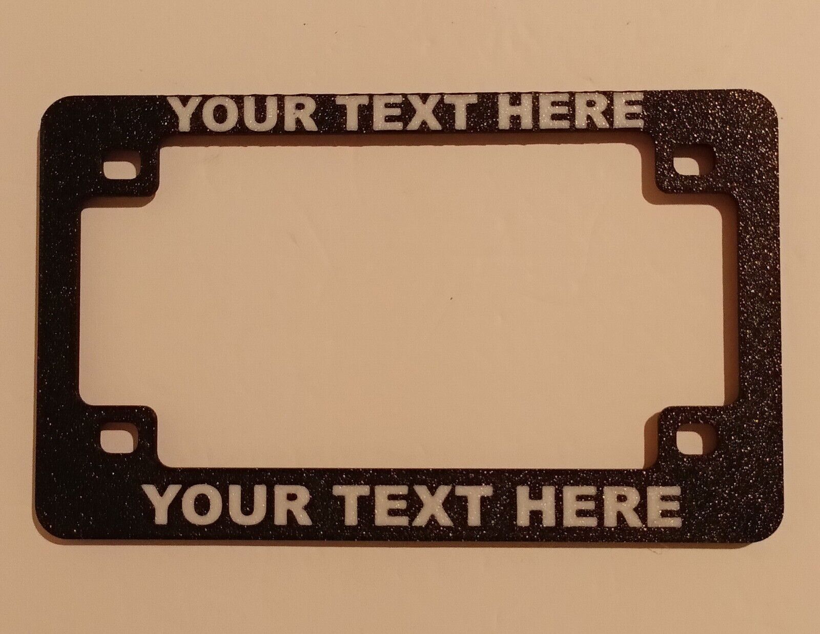 Personalized 3D Printed Motorcycle License Plate Frame.   Your Words or 