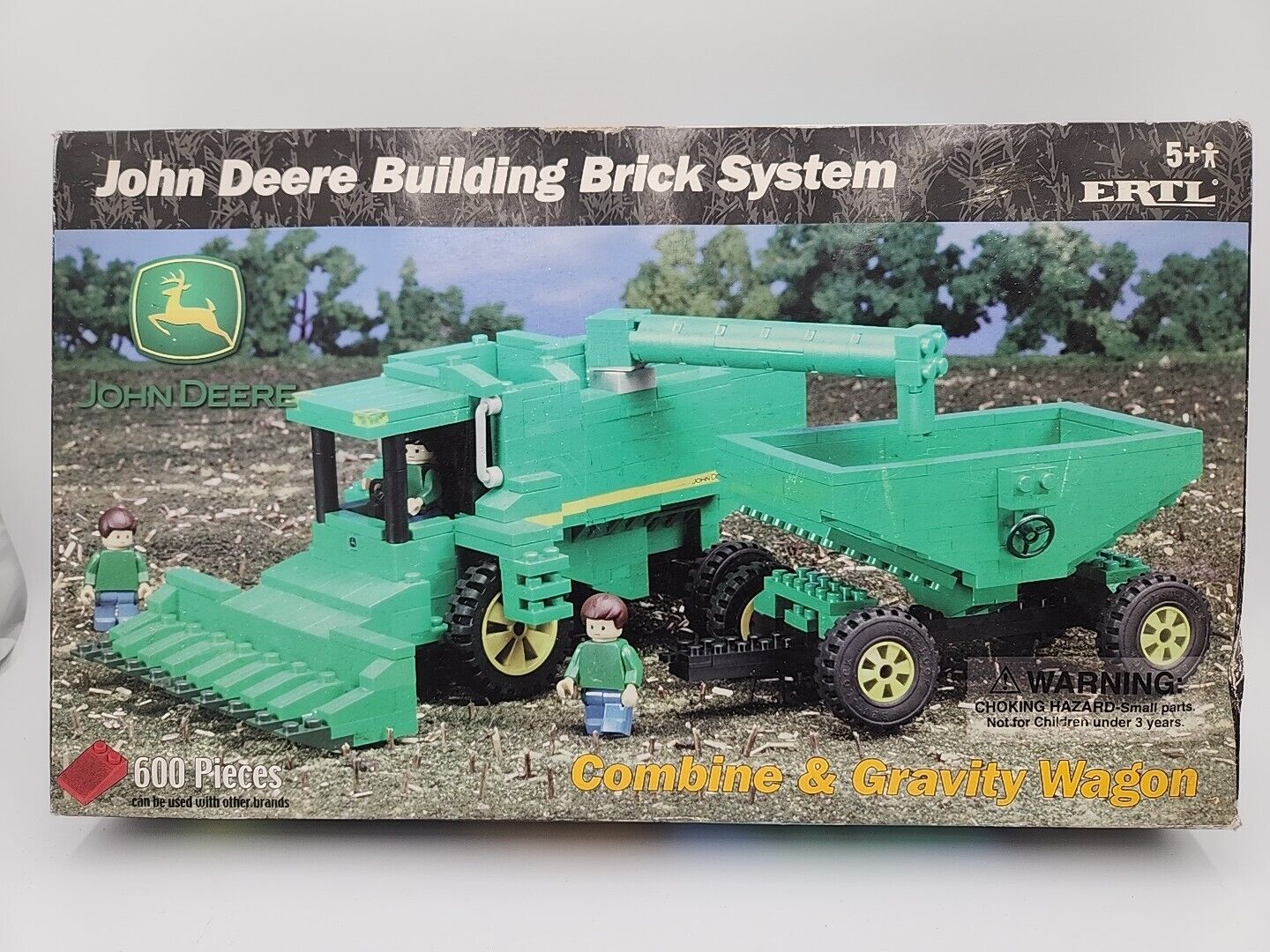 New Vtg 2002 ERTL John Deere Building Brick Set COMBINE & GRAVITY WAGON LEGO