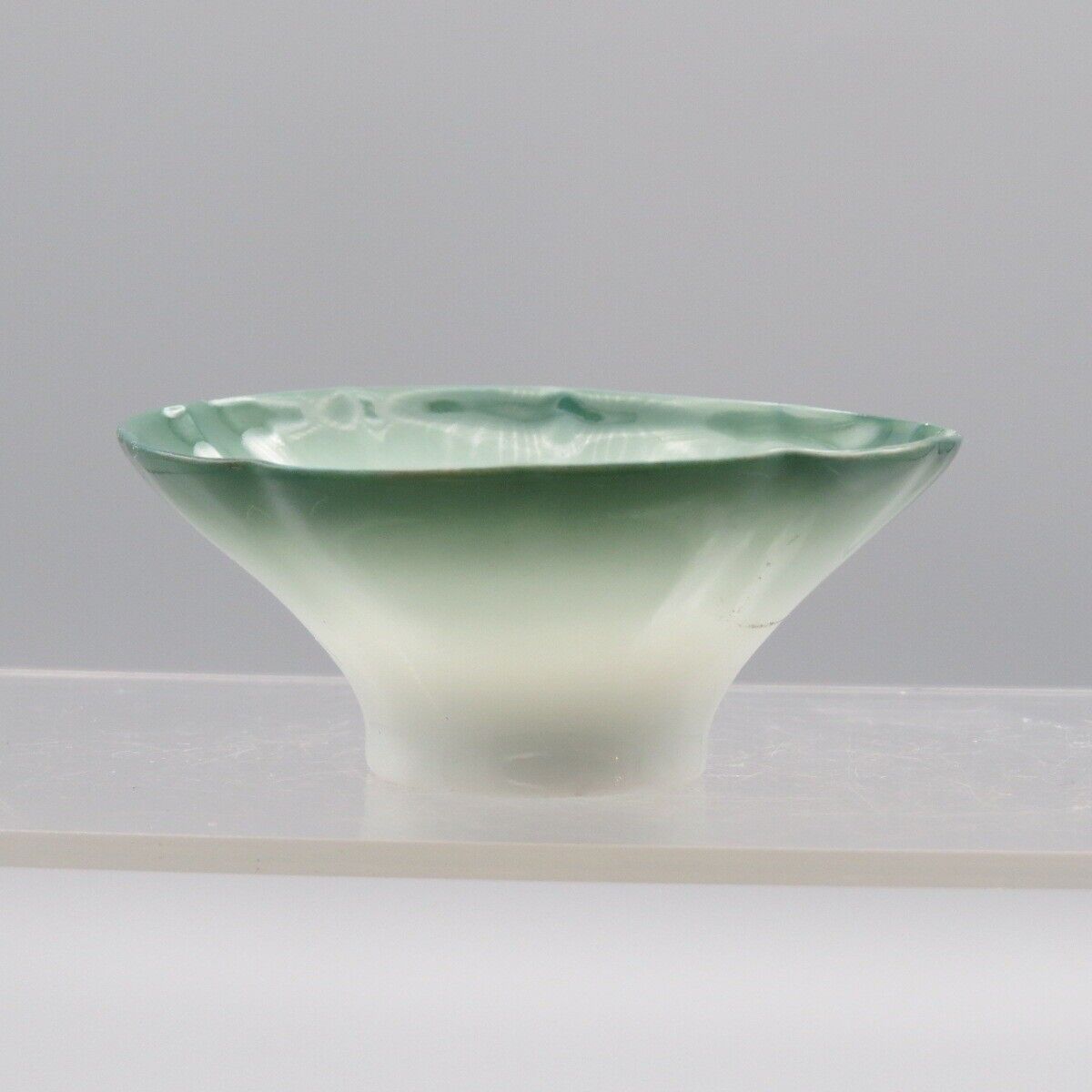 Antique Vintage Salt Cellar Dip Gradient Green Figural Japanese  Asian Porcelain