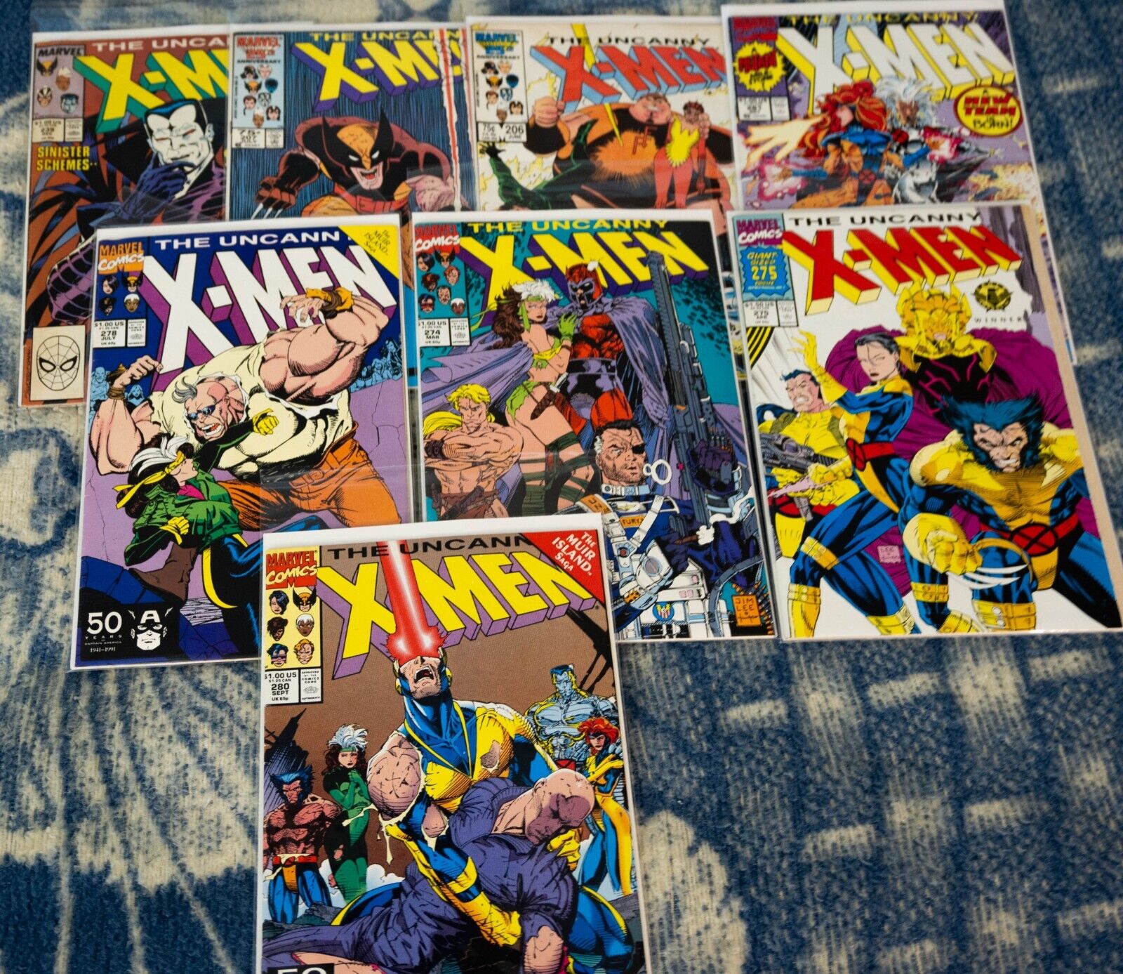 Uncanny X-Men #239,206,207,274,275, 278,280,281 Lot, Original Owner, F-VF Direct