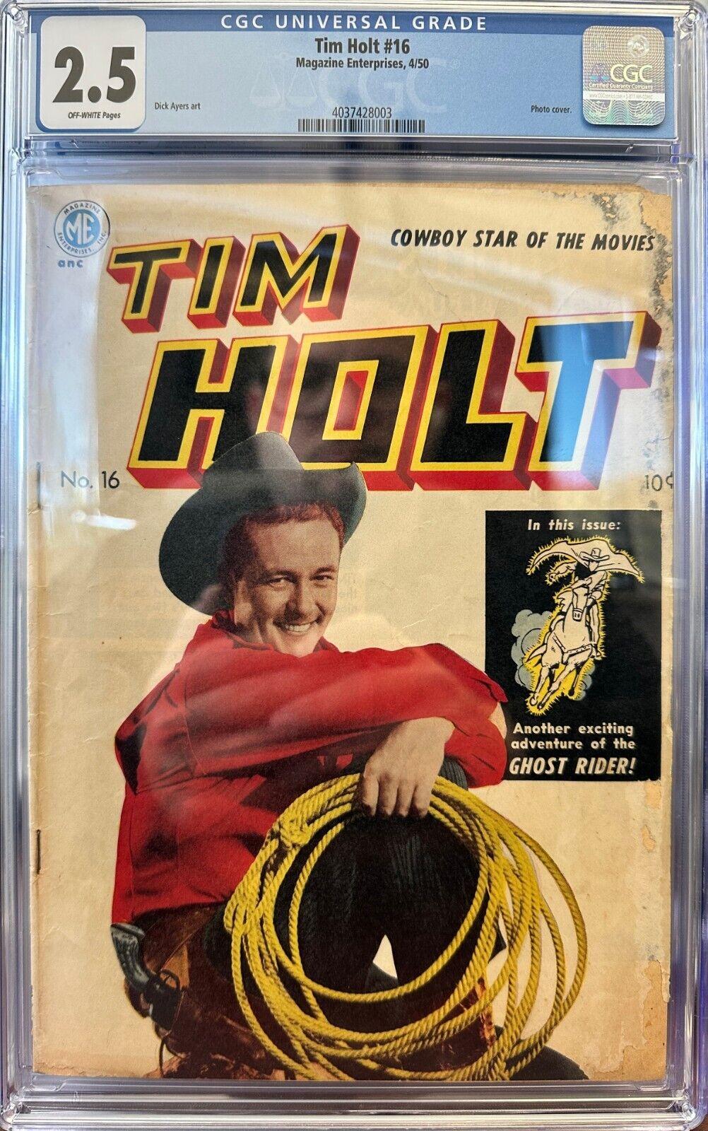 TIM HOLT # 16 MAGAZINE ENTERPRISES 1950 CGC 2.5 CLASSIC GHOST RIDER FRAZETTA