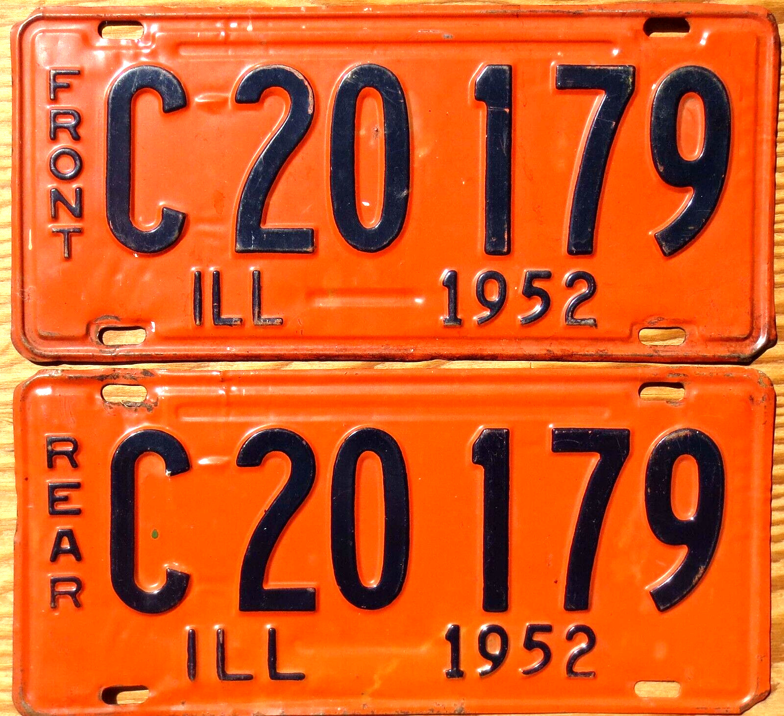 1952 Illinois License Plate Number Tag PAIR Plates – C Truck Front and Rear