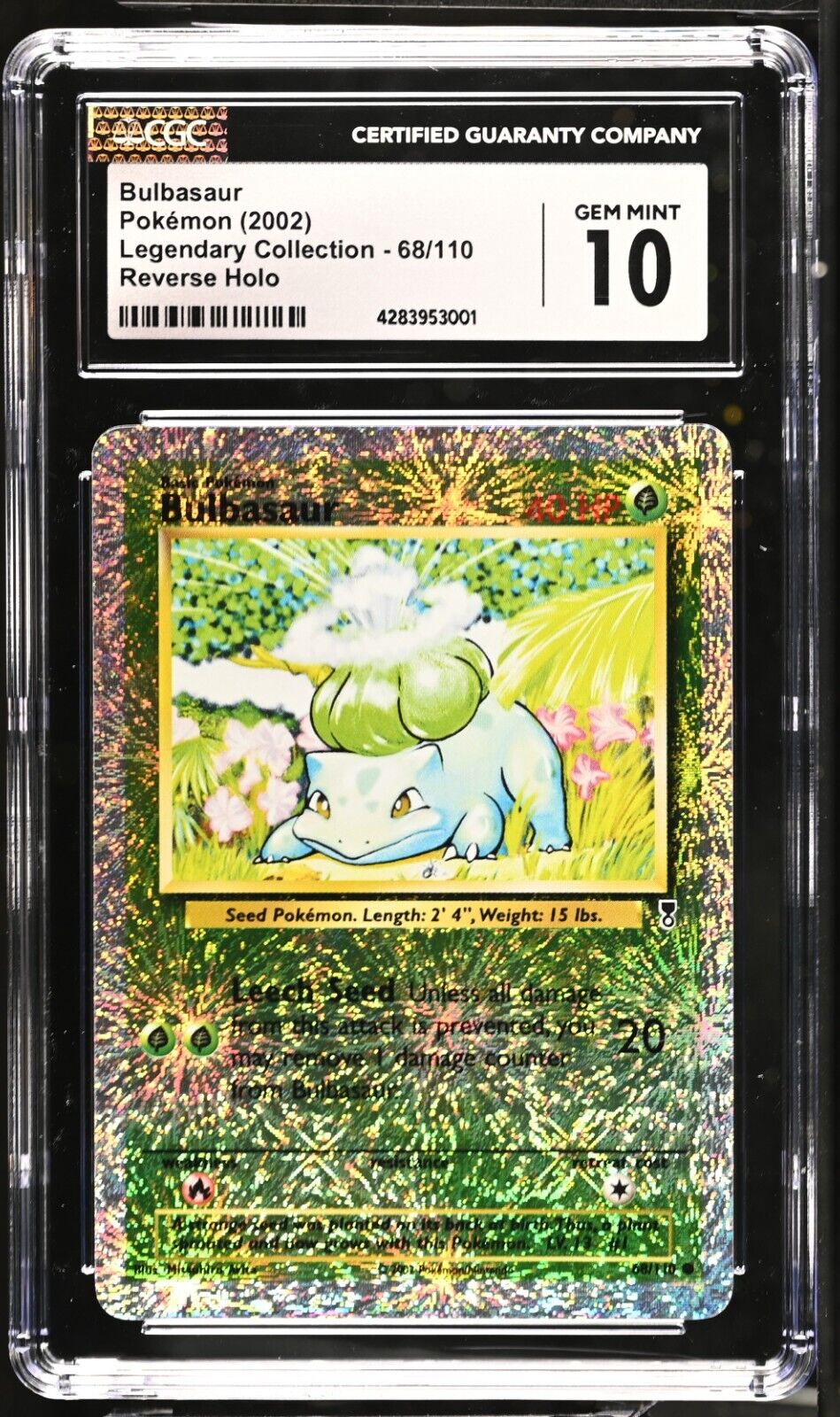 CGC 10 GEM MINT Bulbasaur 68/110 Pokémon Legendary Reverse Holo (PSA/BGS)
