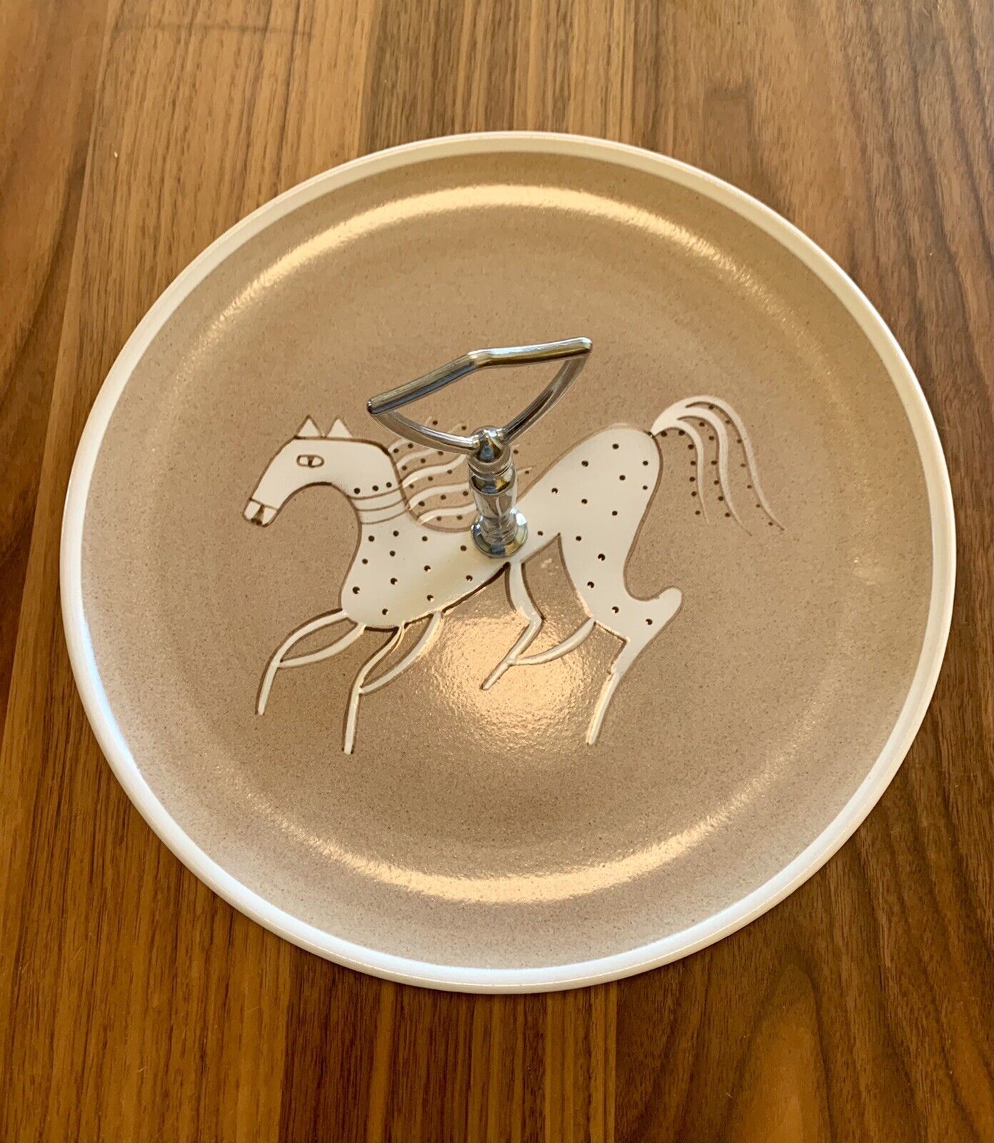 VINTAGE MCM GRANT CALIFORNIA POTTERY Stylized PRANCING HORSE Appetizer Dish