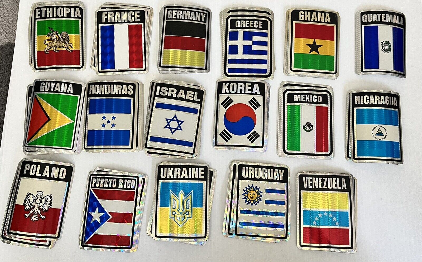 136  Countries Flags Vintage 80's Prism Vending Machine Car Stickers