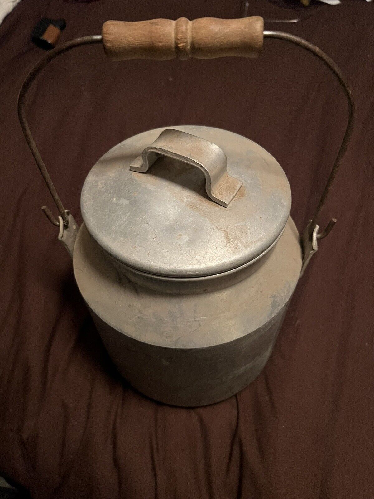Vintage U.S.N Nicro, US Navy  WWII Aluminum Milk Can Jug With Wood Handle