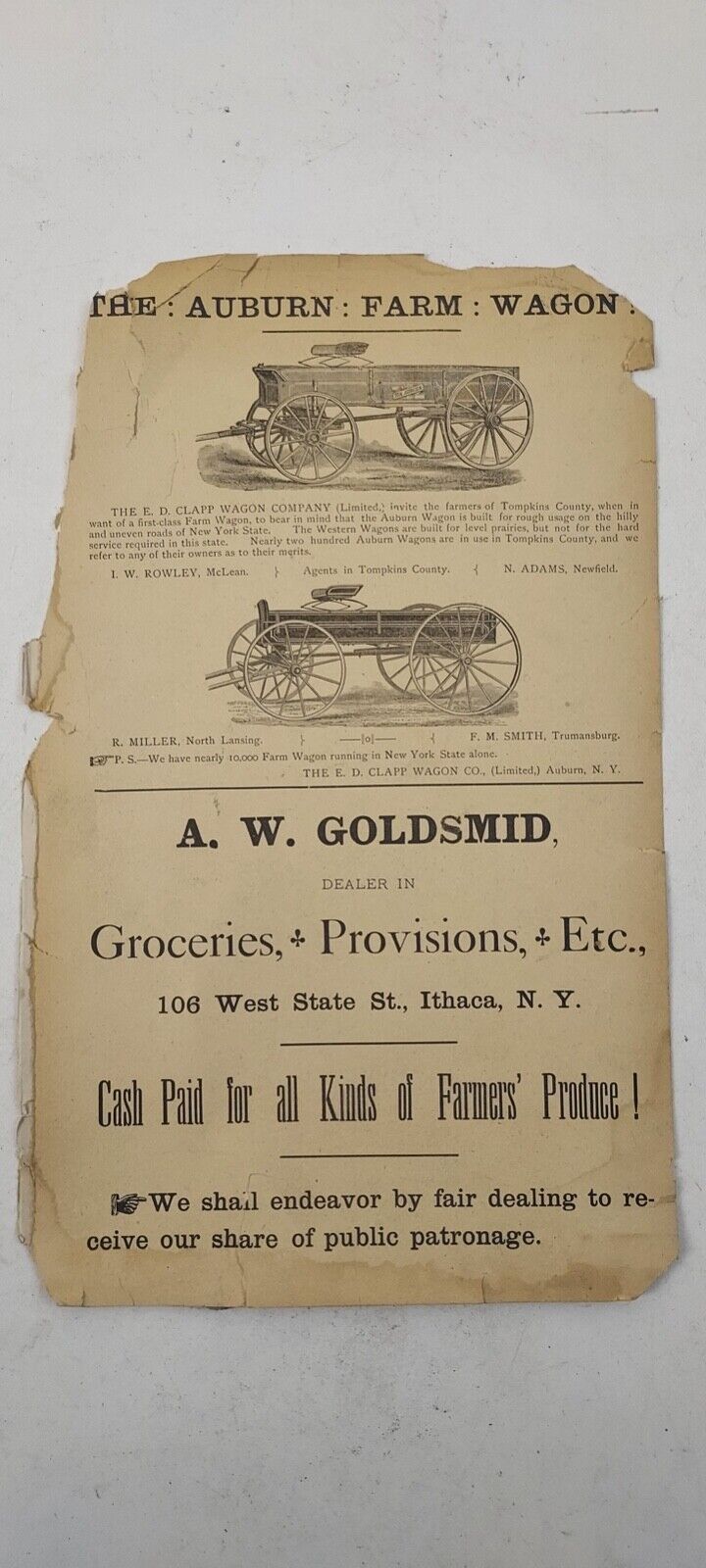Vintage Late 1800's Wagon and Furniture Paper Ads