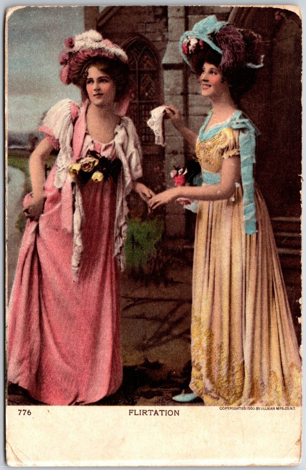 Flirtation, Two Beautiful Young Ladies UDB - Postcard