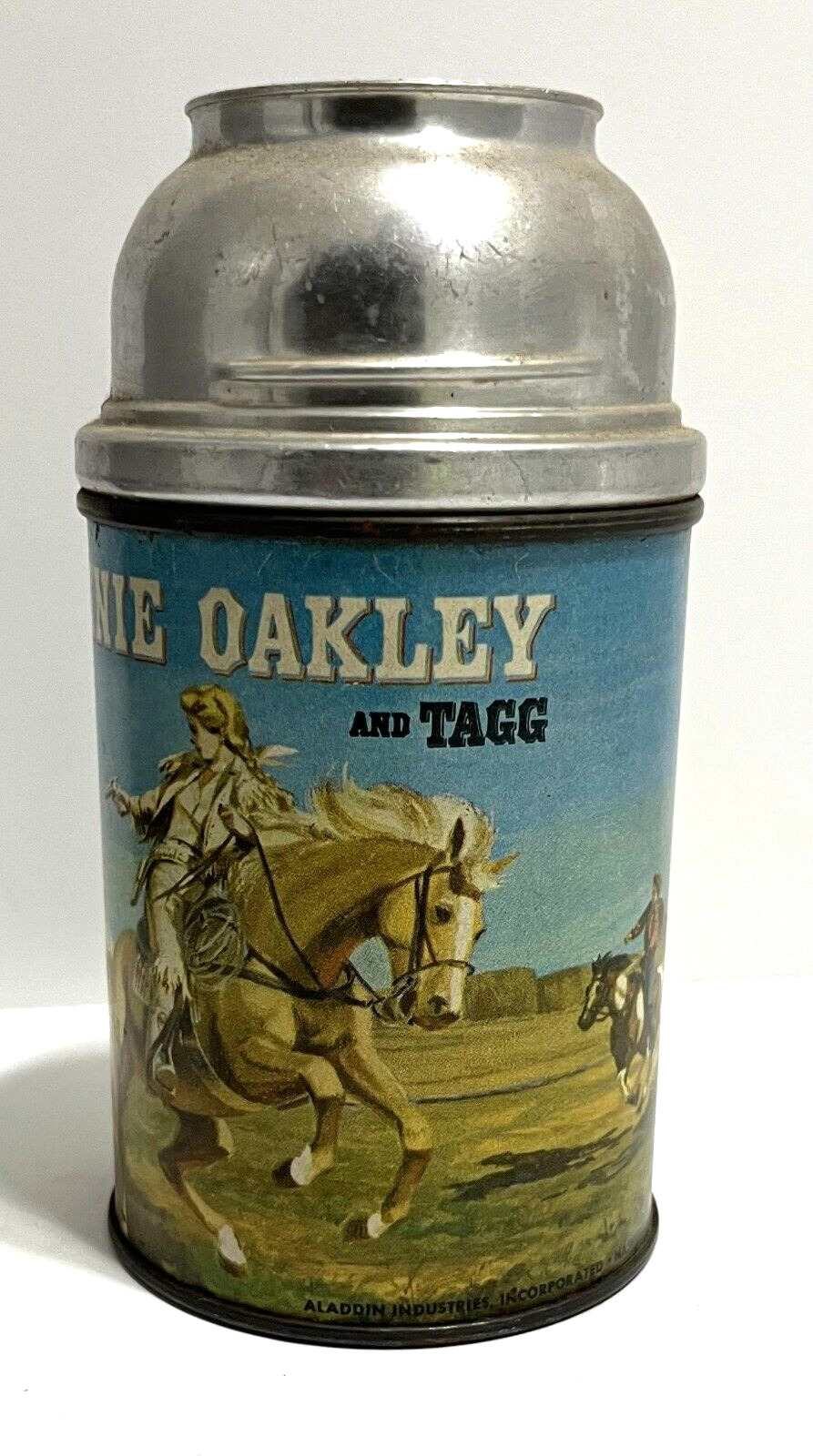 ANNIE OAKLEY & Tagg Vintage 1950's Aladdin Metal Thermos Only {No Cup & Stopper}