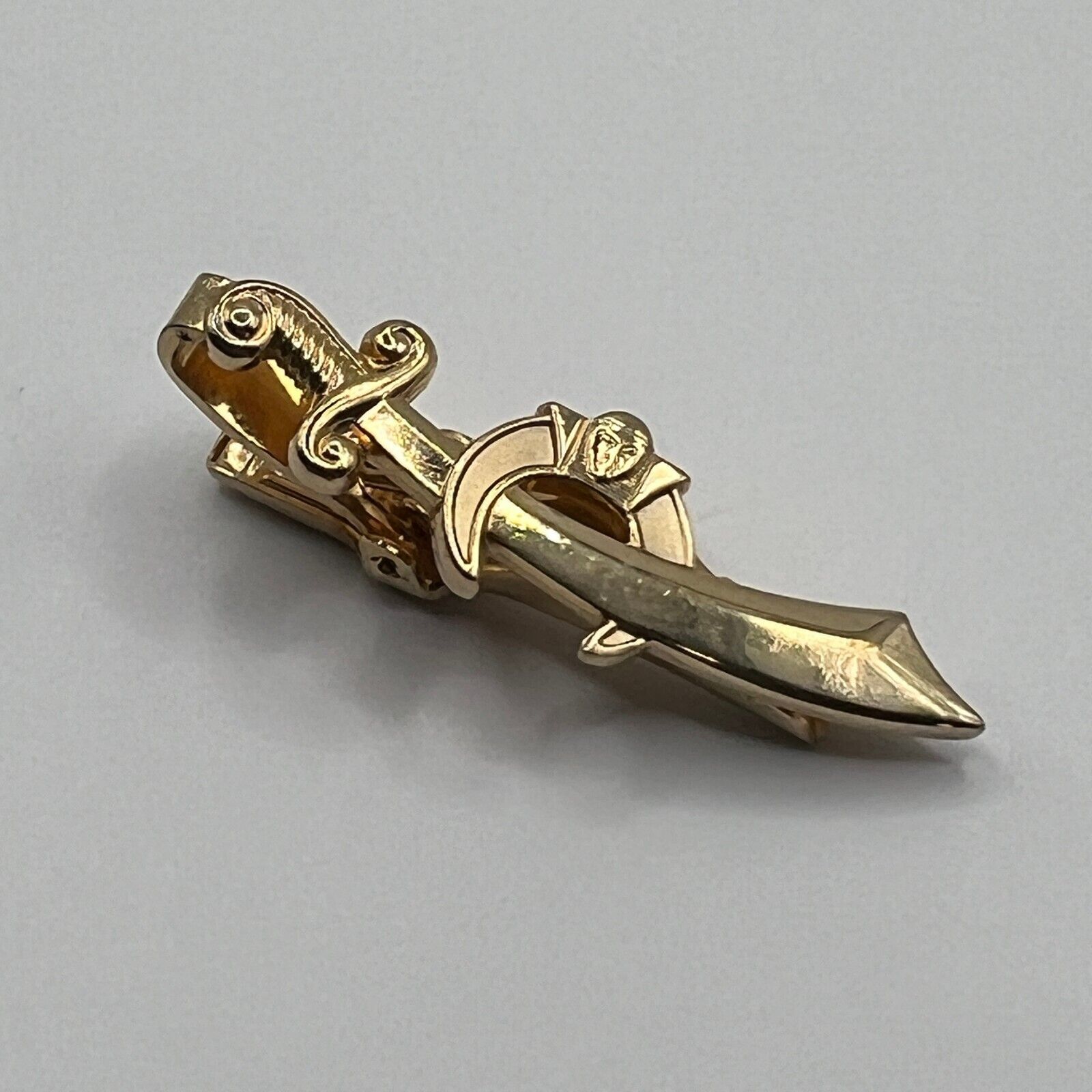 Vintage Anson Shriners Tie Bar Gold Tone Sphinx Scimitar Sword